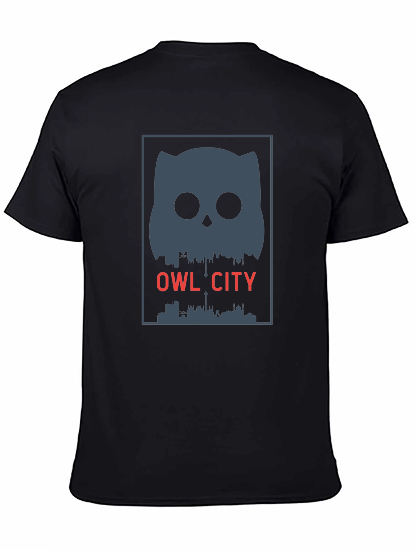 Owl City Graphic Print Black T-Shirt