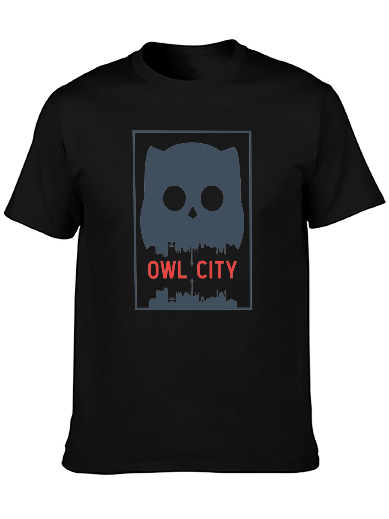 Owl City Graphic Print Black T-Shirt