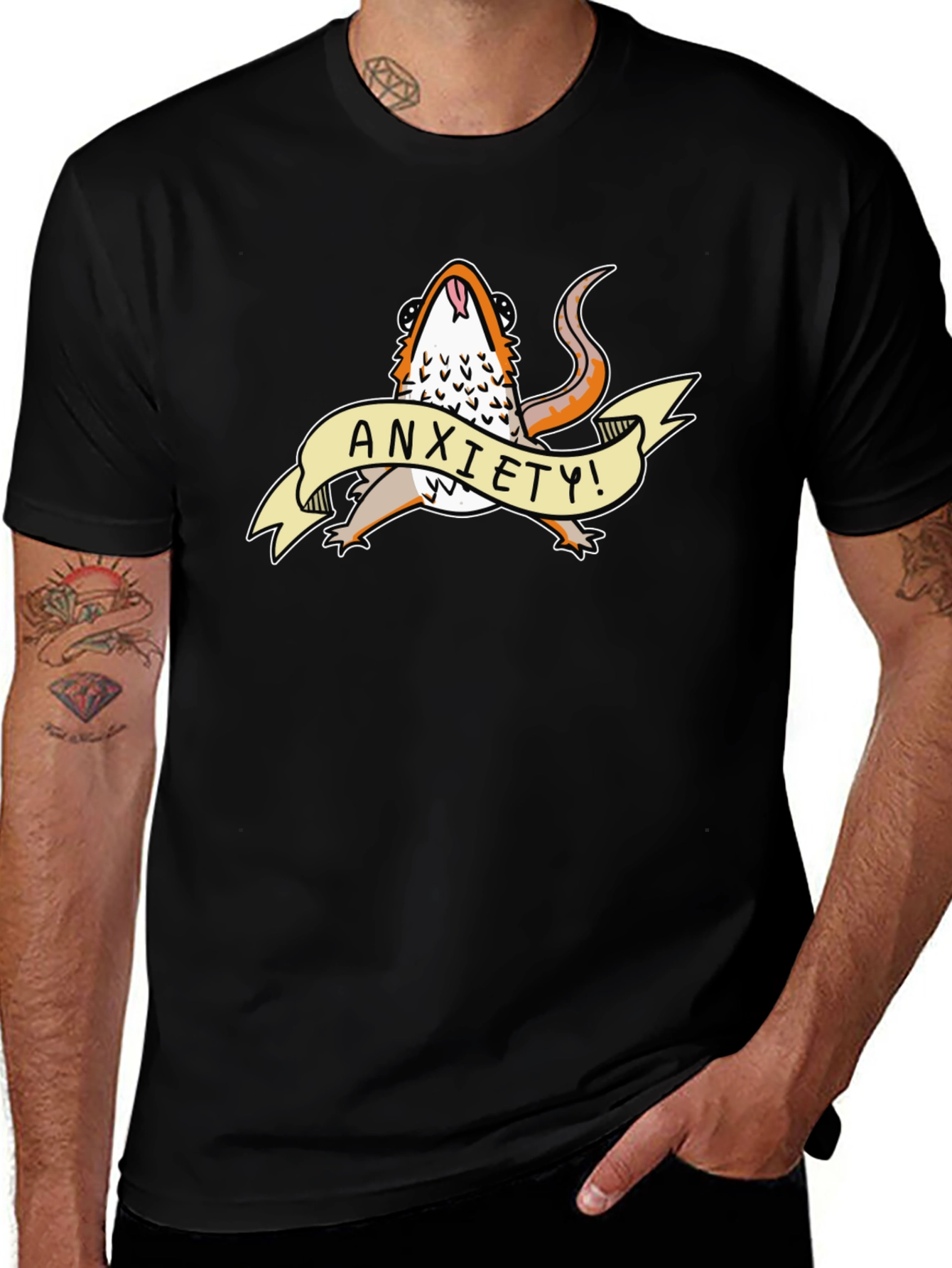 Anxiety Lizard Graphic Tee - Black