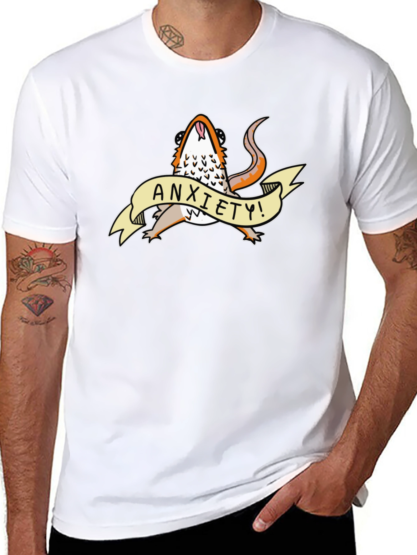 Anxiety Lizard Graphic Tee - Black