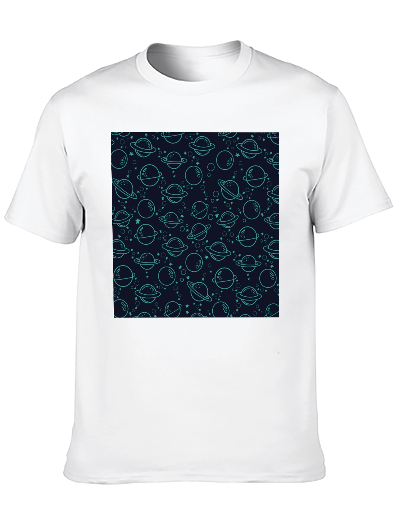 Cosmic Dream T-Shirt: Planets & Stars Pattern