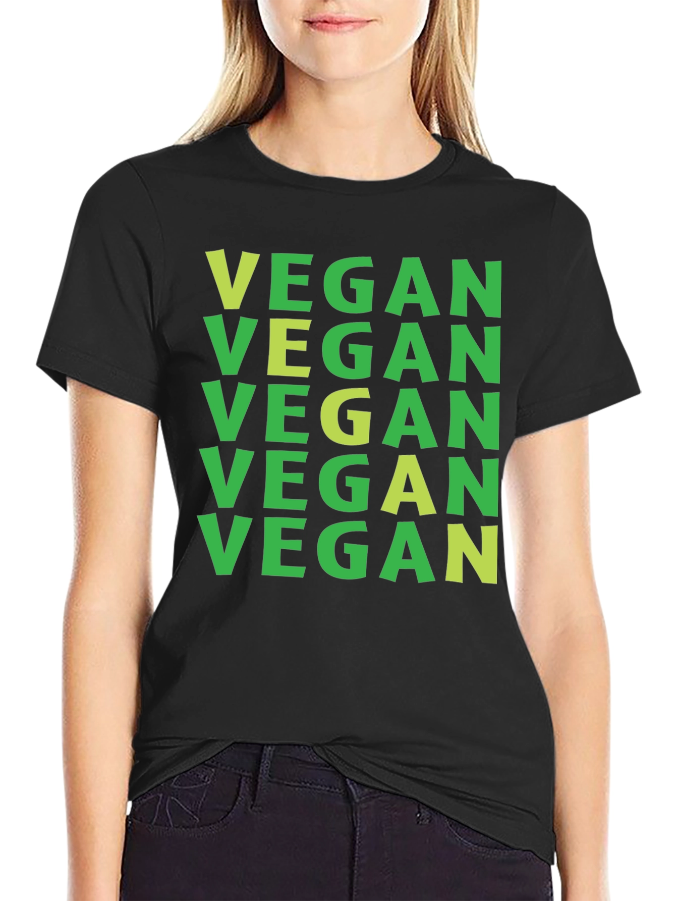 Vegan Statement T-Shirt Green Lettering