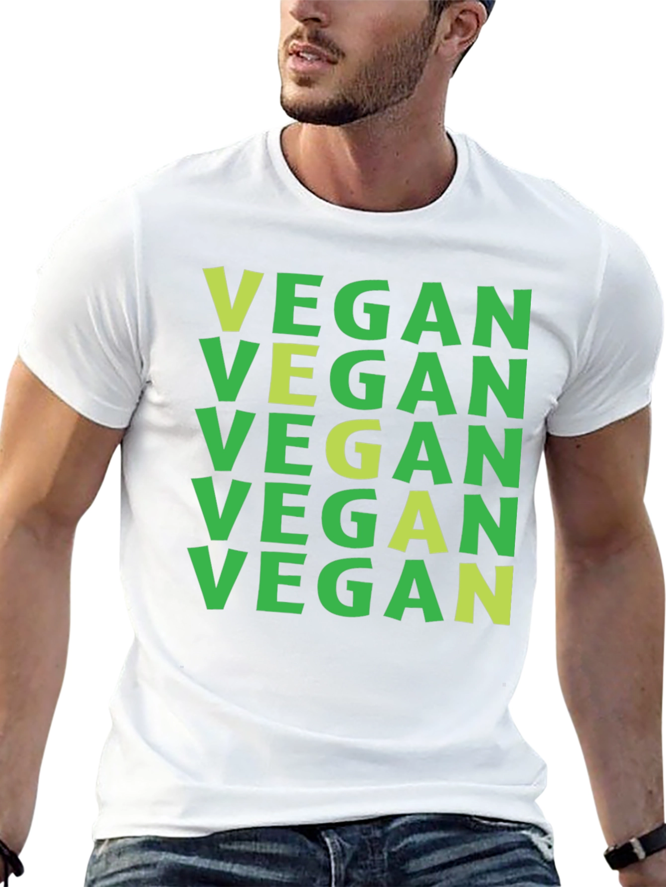 Vegan Statement T-Shirt Green Lettering