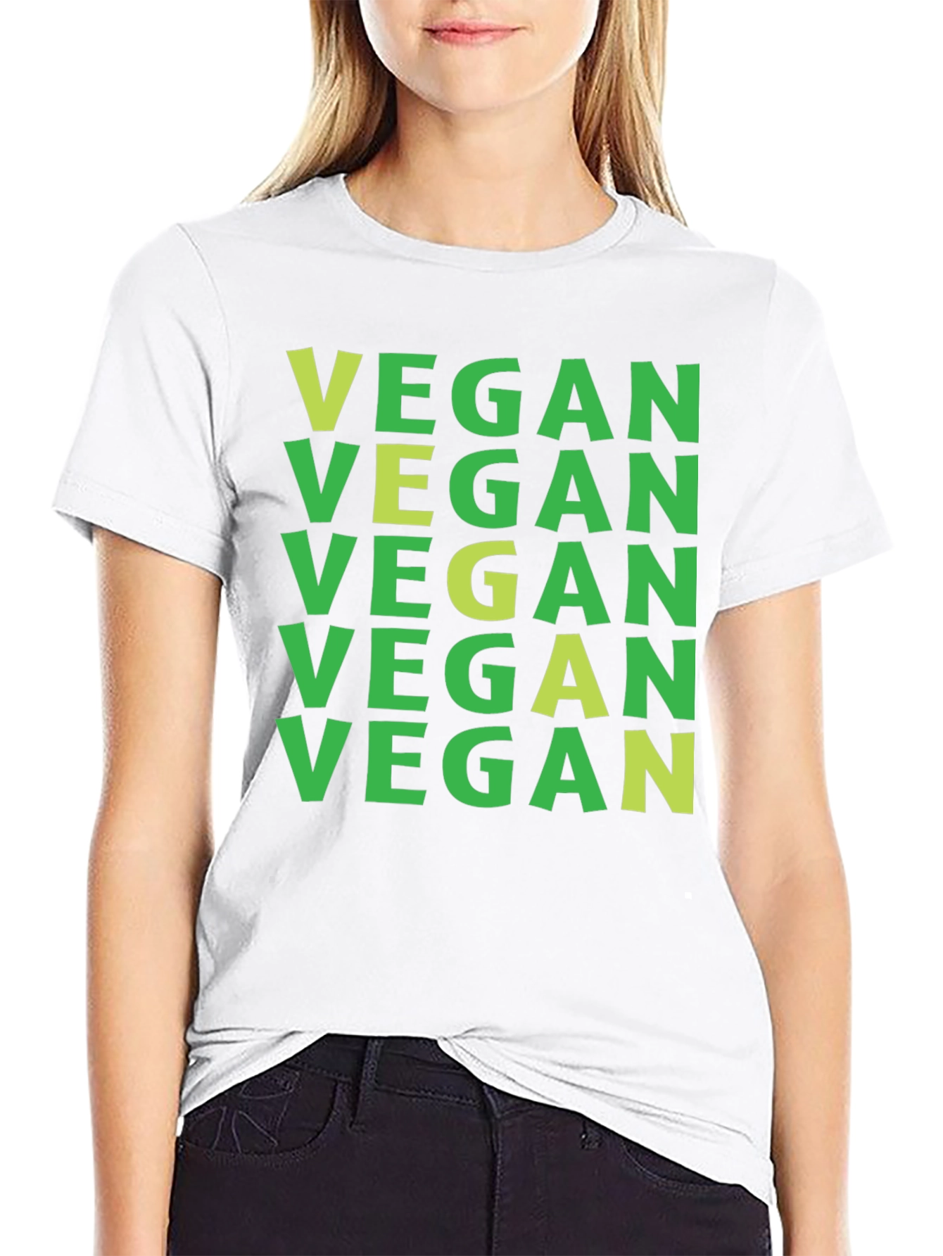 Vegan Statement T-Shirt Green Lettering