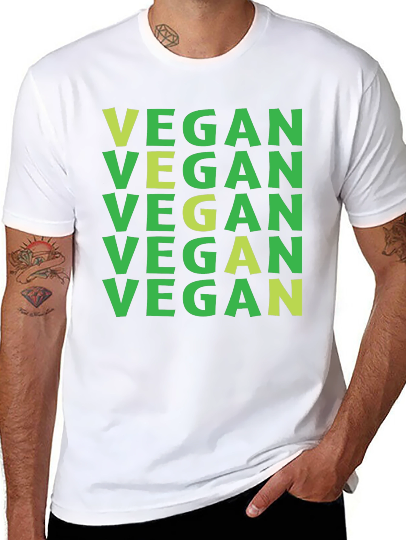 Vegan Statement T-Shirt Green Lettering