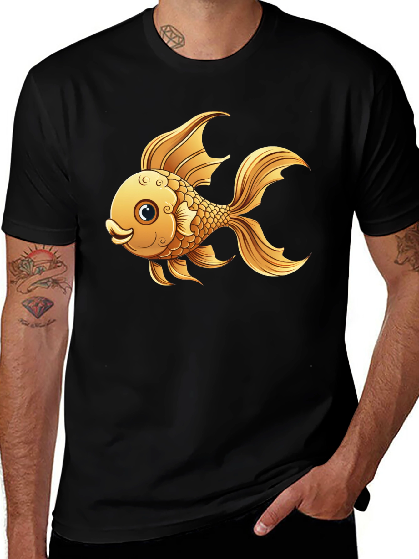 Goldfish Graphic T-Shirt - Black Cotton Tee