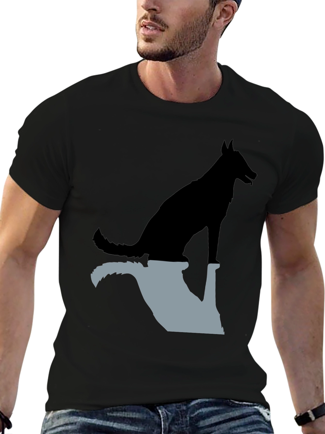 Dog Silhouette Graphic Tee - Stylish Black Shirt