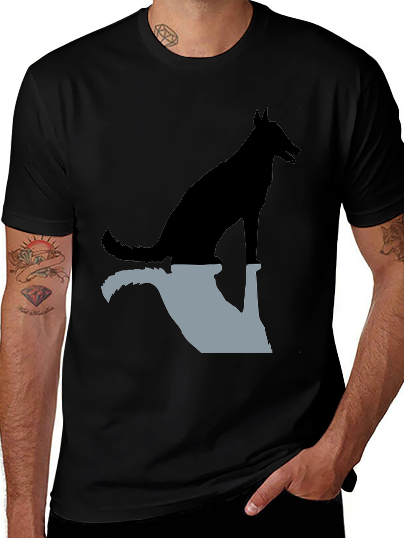 Dog Silhouette Graphic Tee - Stylish Black Shirt