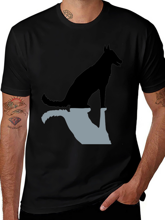 Dog Silhouette Graphic Tee - Stylish Black Shirt