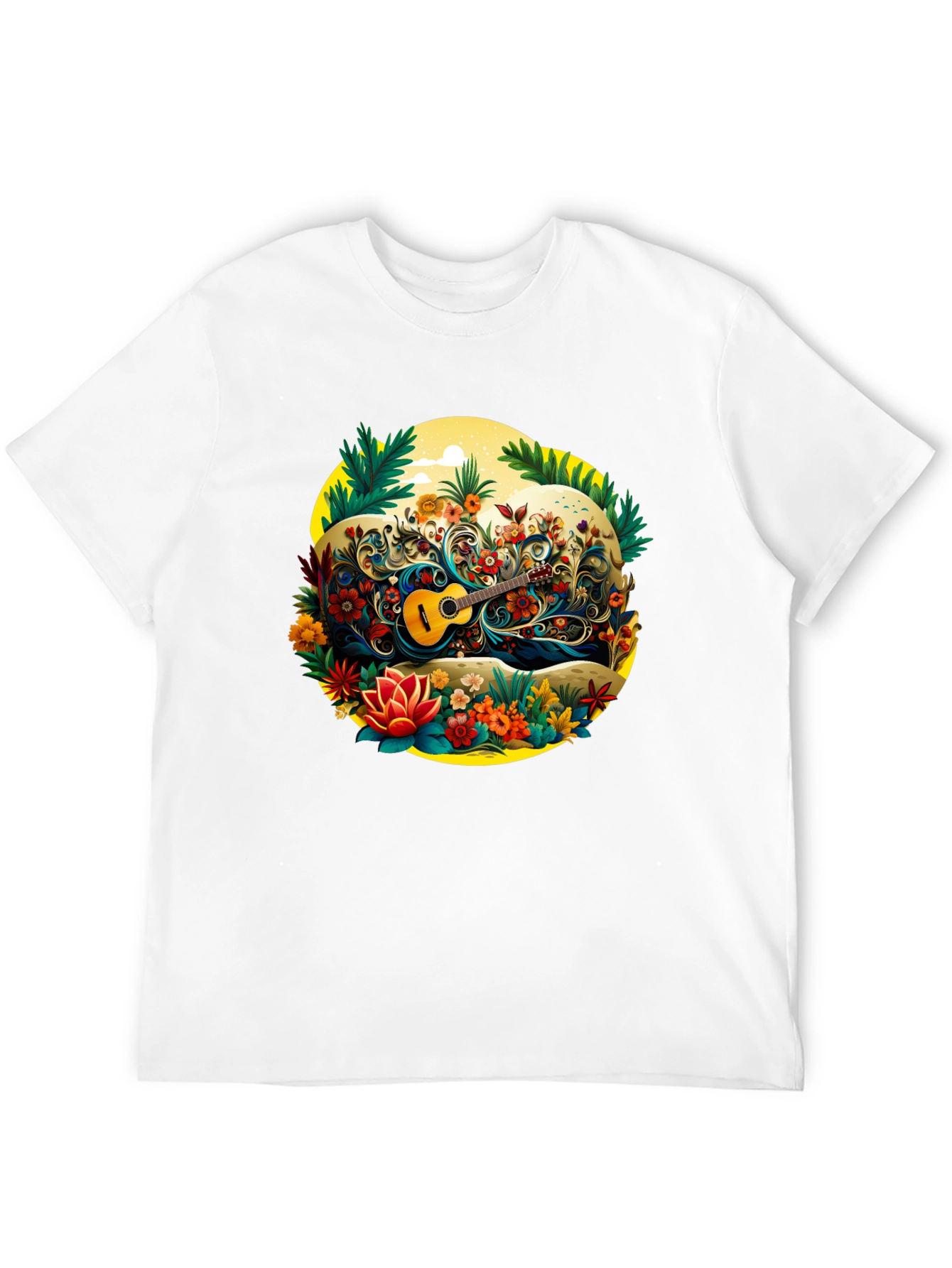 Floral Guitar Graphic T-Shirt
