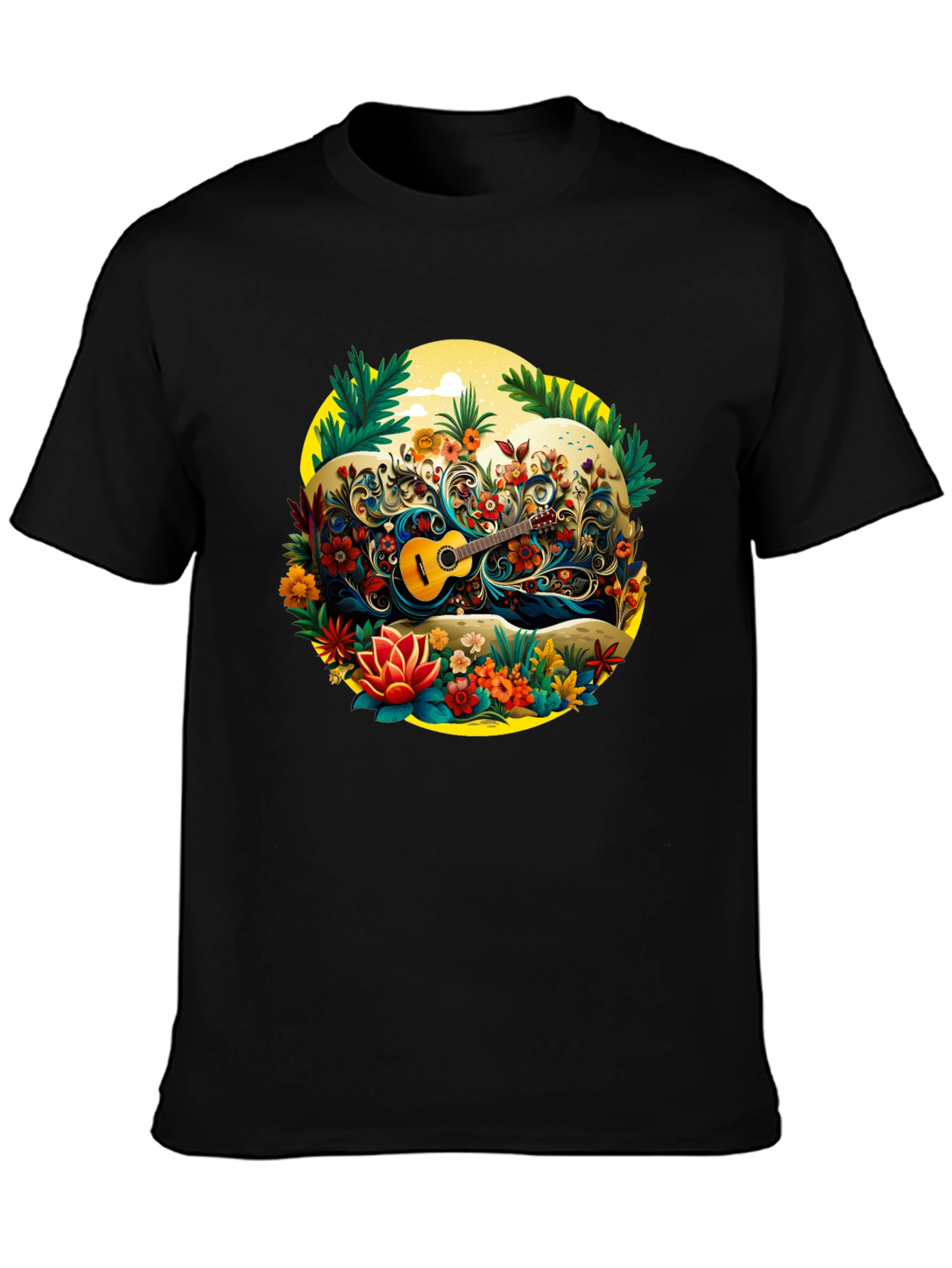 Floral Guitar Graphic T-Shirt