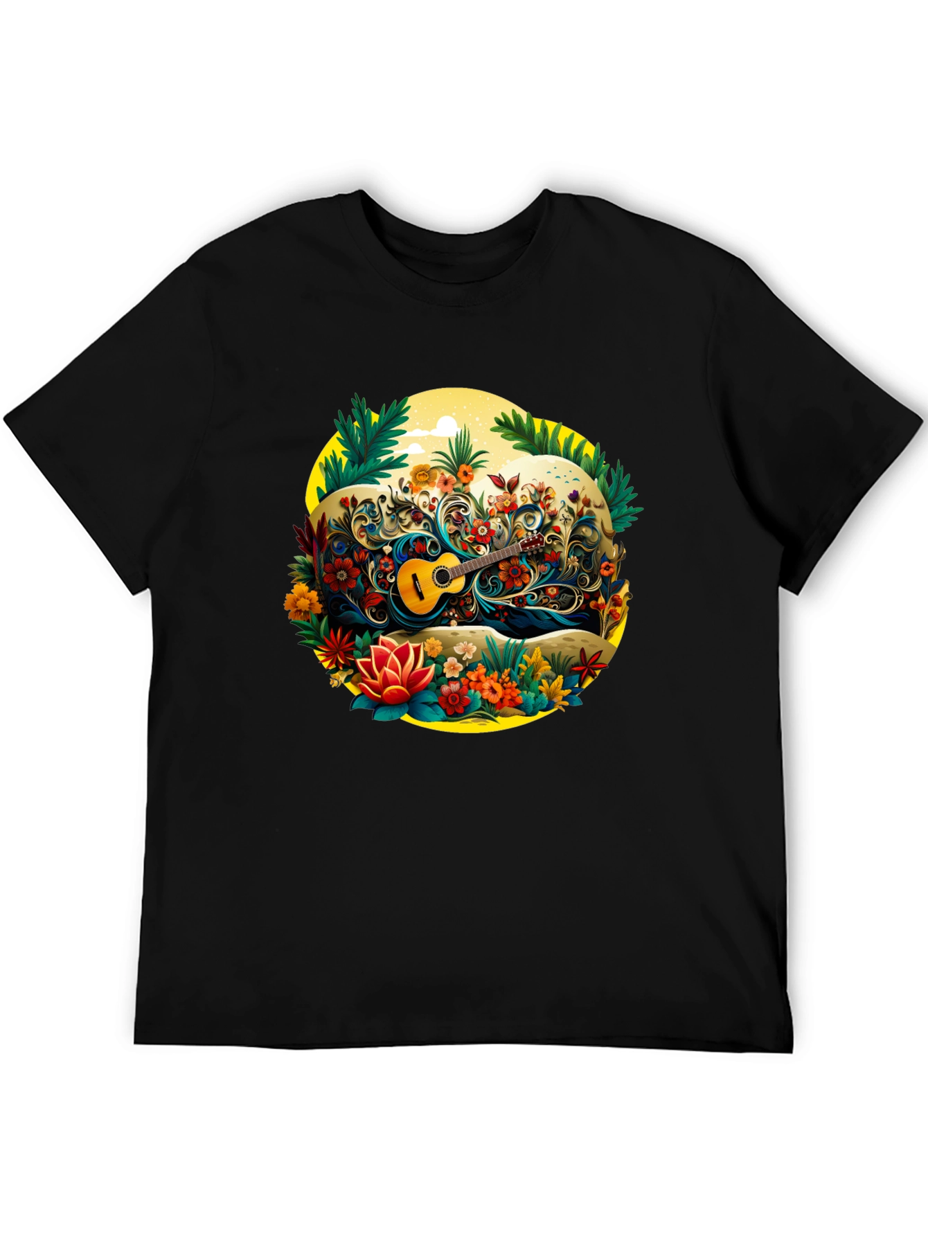 Floral Guitar Graphic T-Shirt