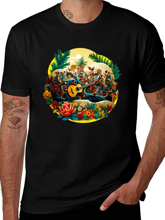 Floral Guitar Graphic T-Shirt
