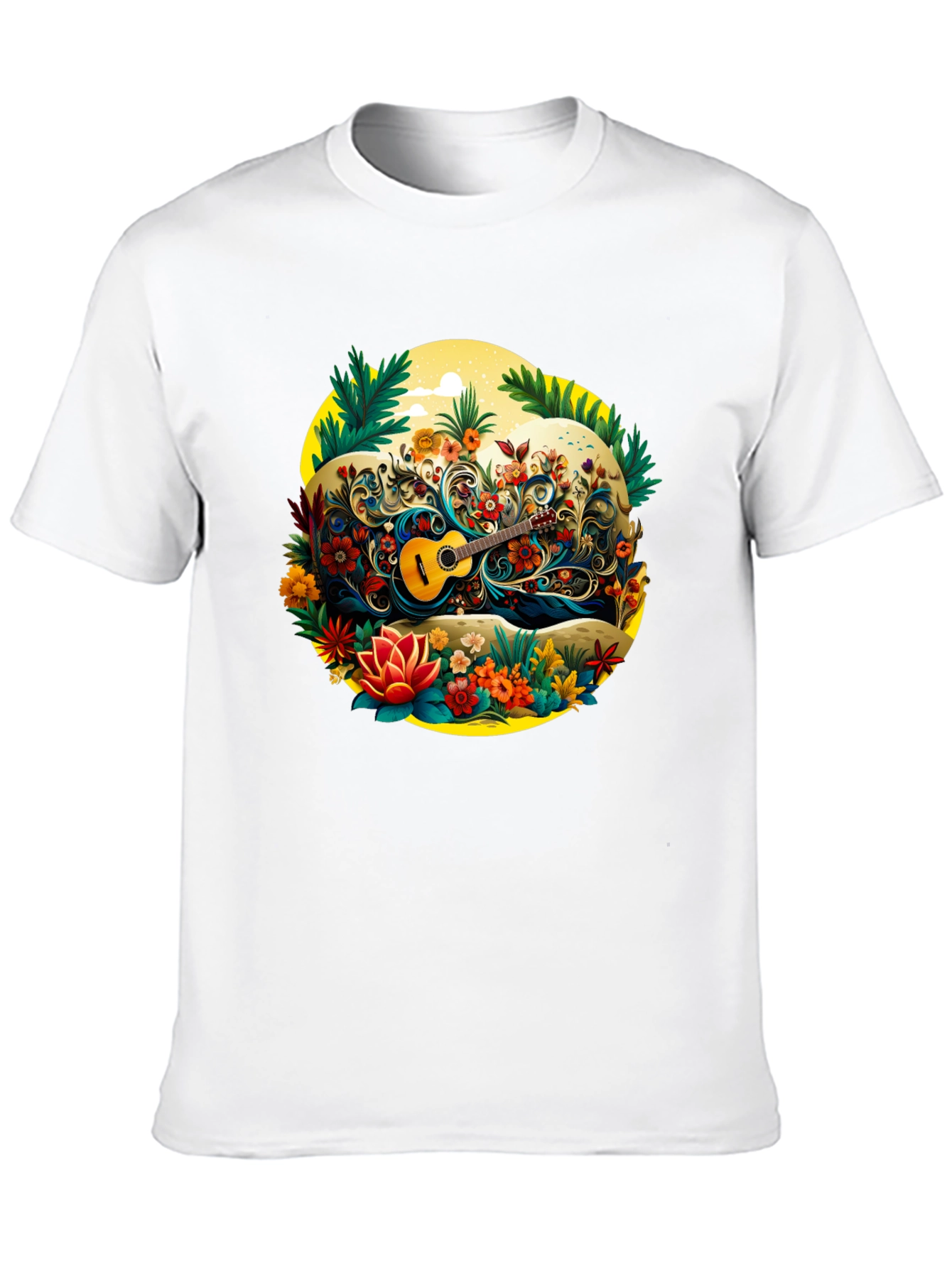 Floral Guitar Graphic T-Shirt