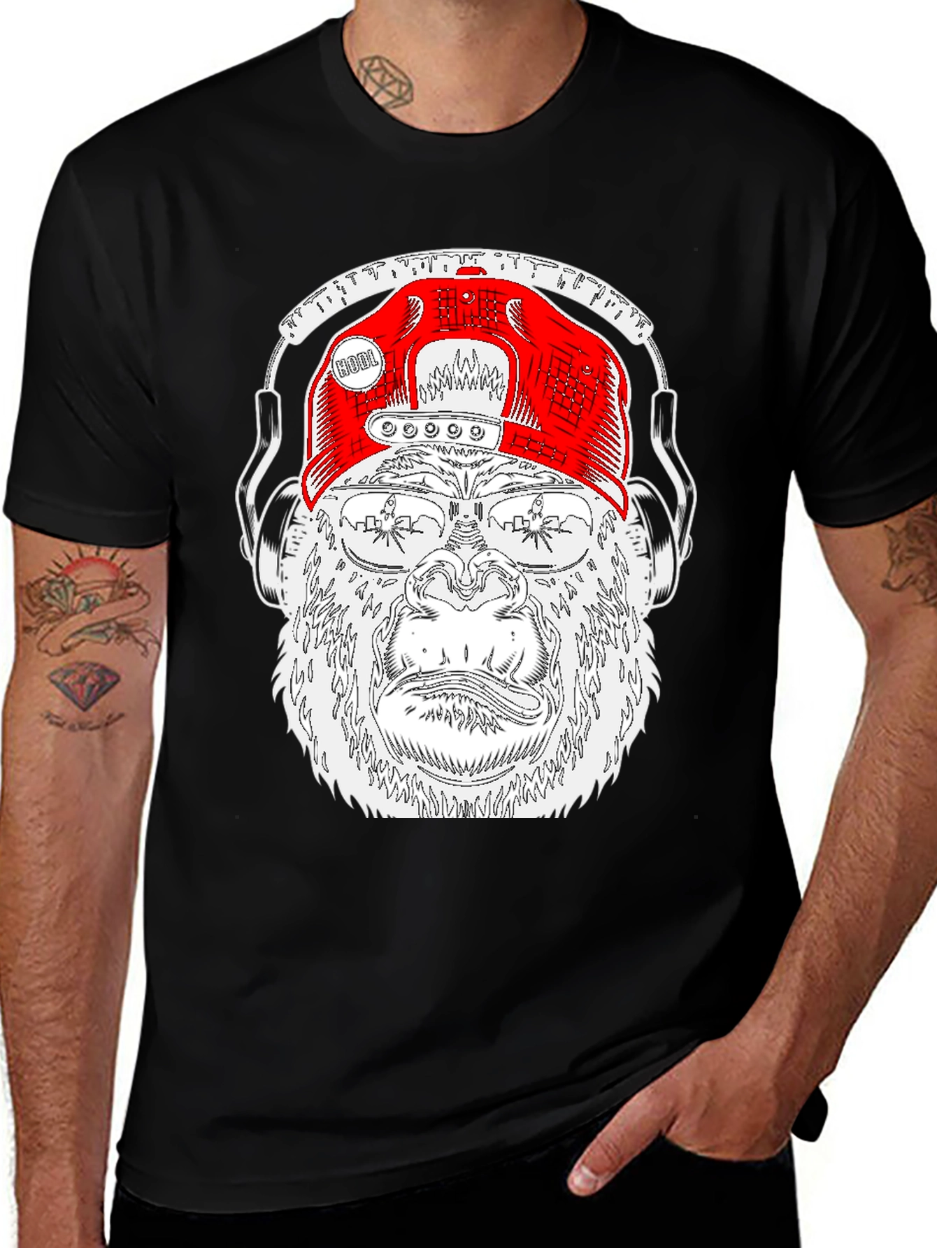 Cool Gorilla Tee with Headphones & Hat