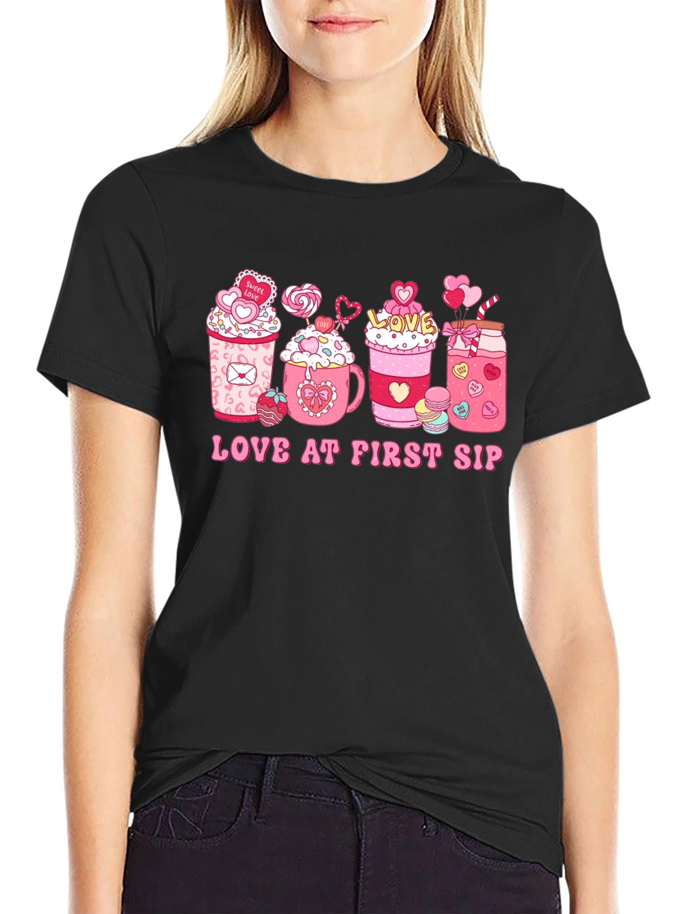 Love at First Sip Valentines Day T-shirt