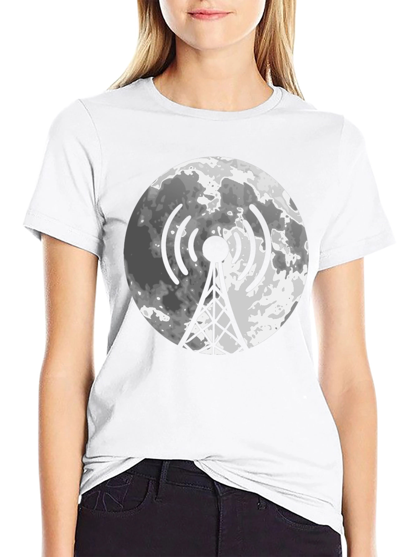 Lunar Tower Graphic Tee - Black Cotton Blend
