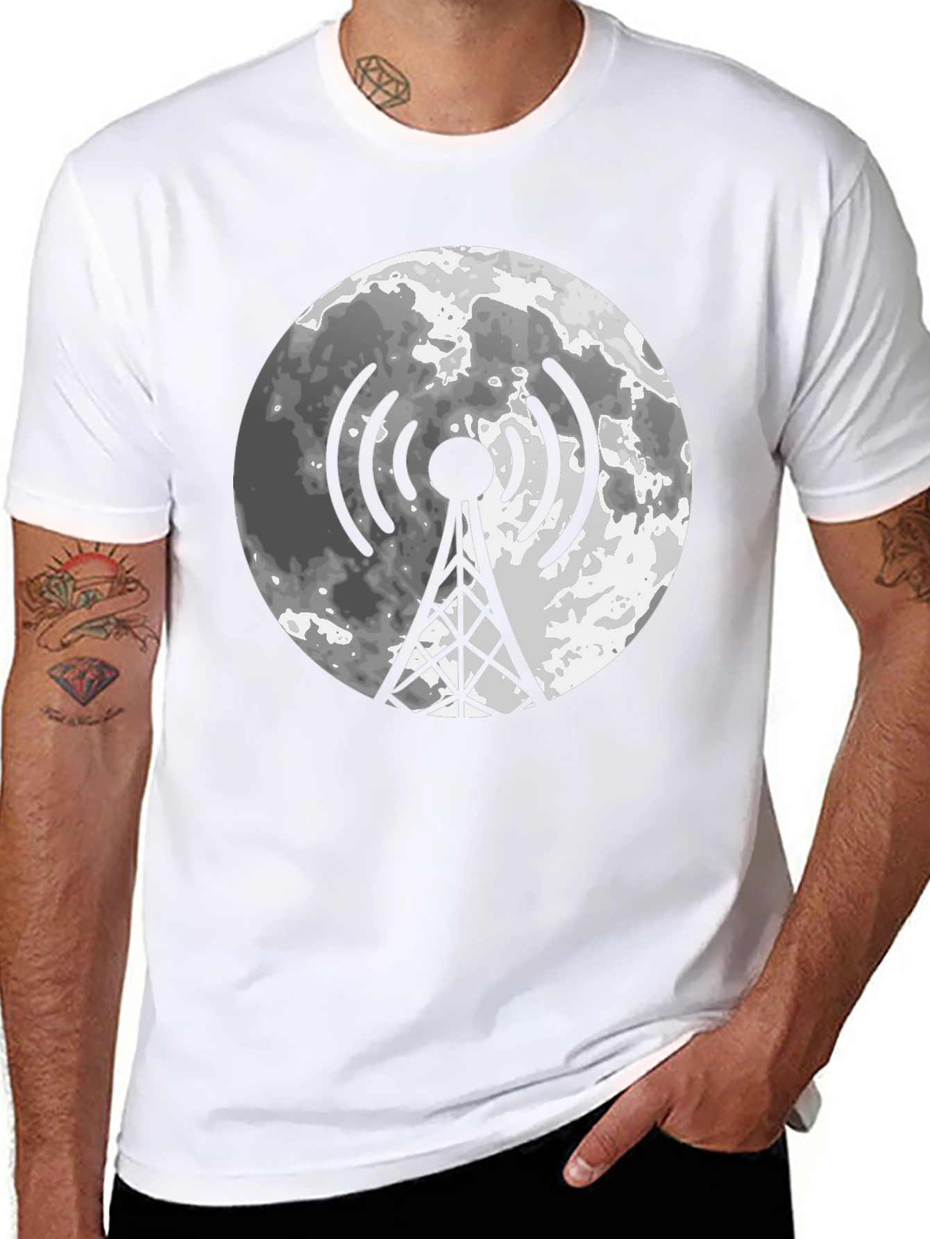 Lunar Tower Graphic Tee - Black Cotton Blend