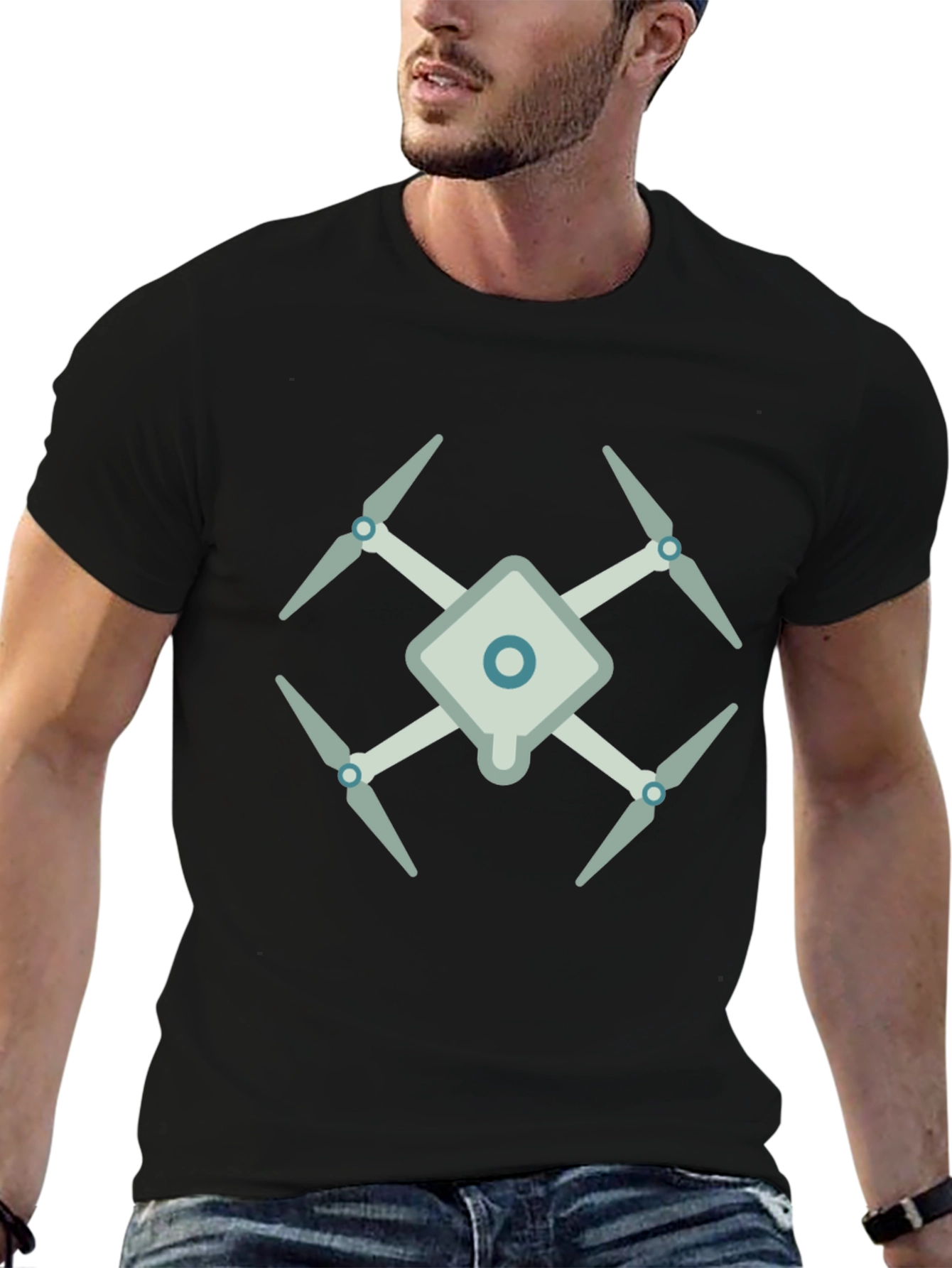 Drone Graphic Tee - Modern Black T-Shirt