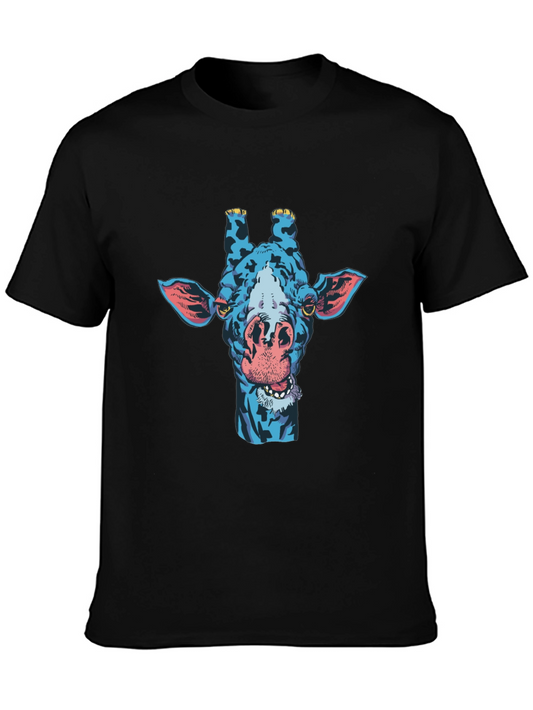 Blue Giraffe Graphic Tee - Unique Mens T-Shirt