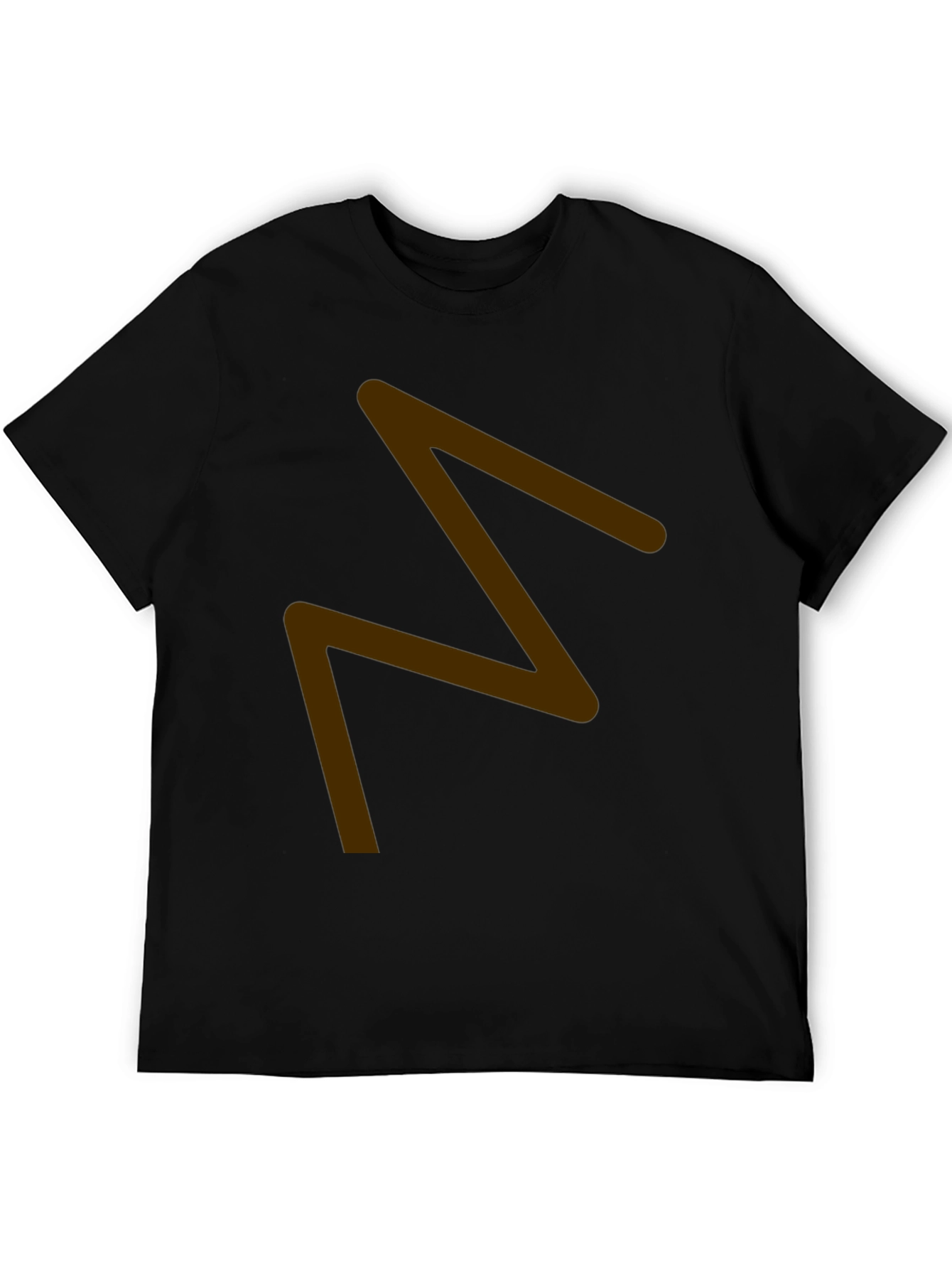 Mens Black T-Shirt with Brown Zigzag Design