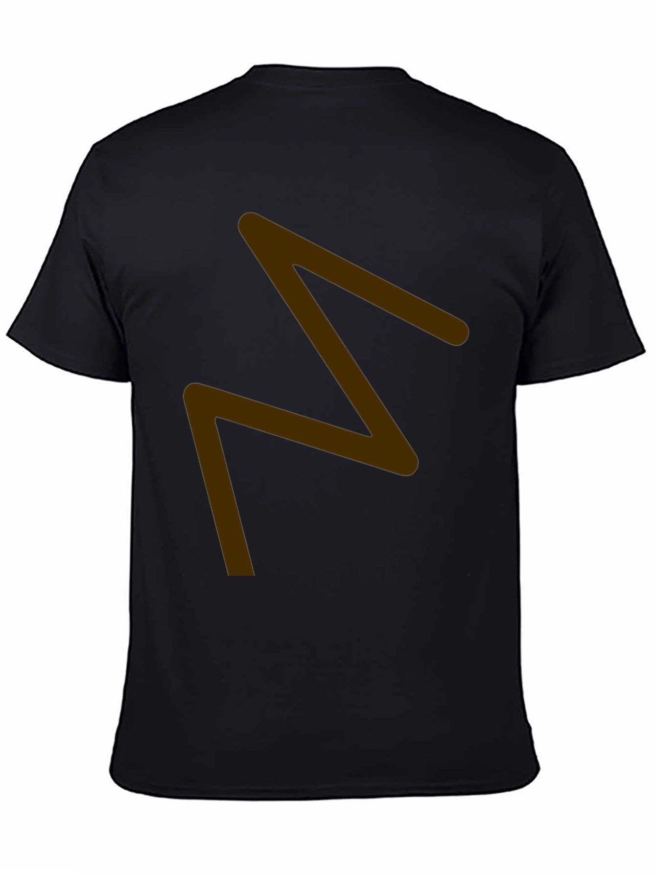 Mens Black T-Shirt with Brown Zigzag Design