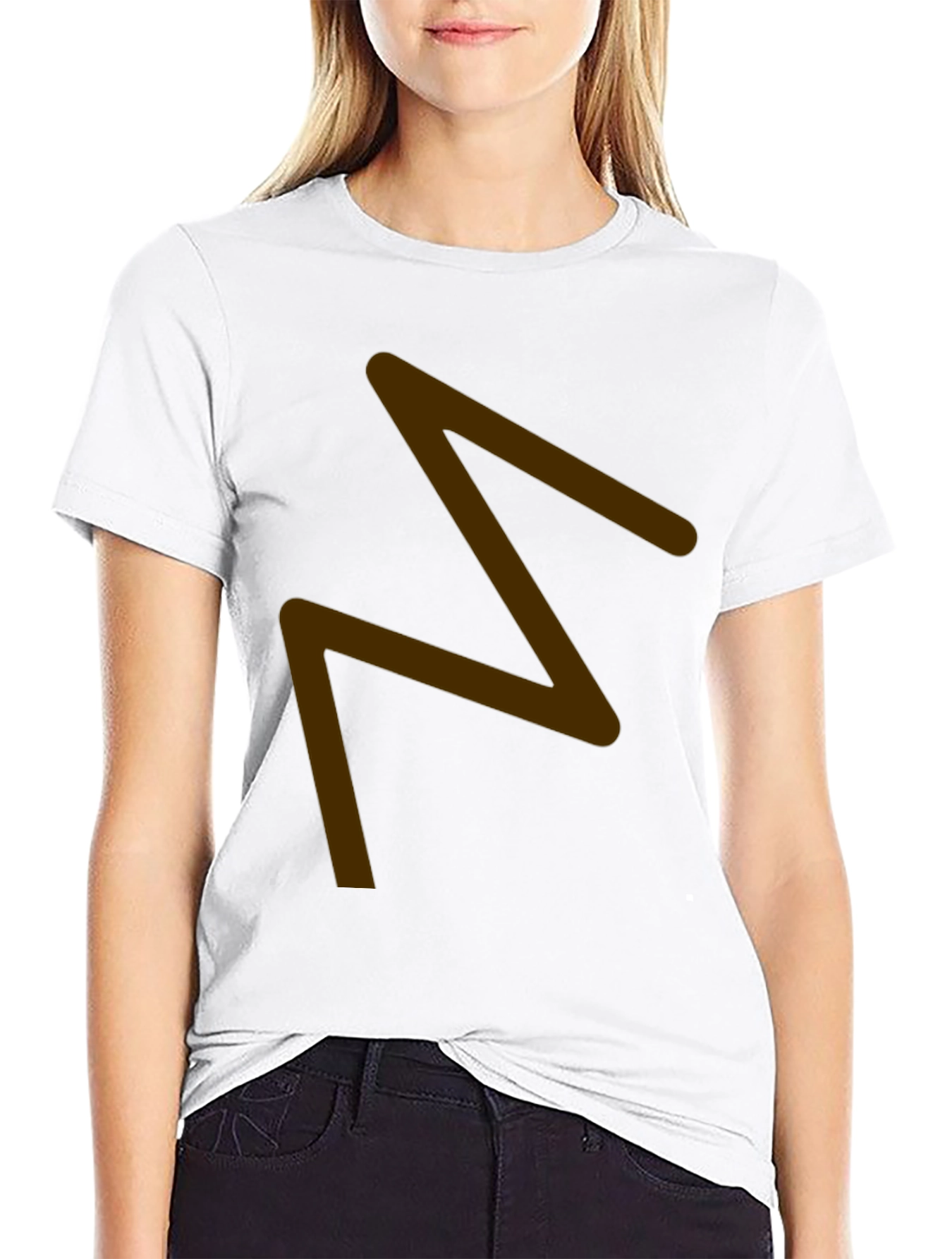Mens Black T-Shirt with Brown Zigzag Design