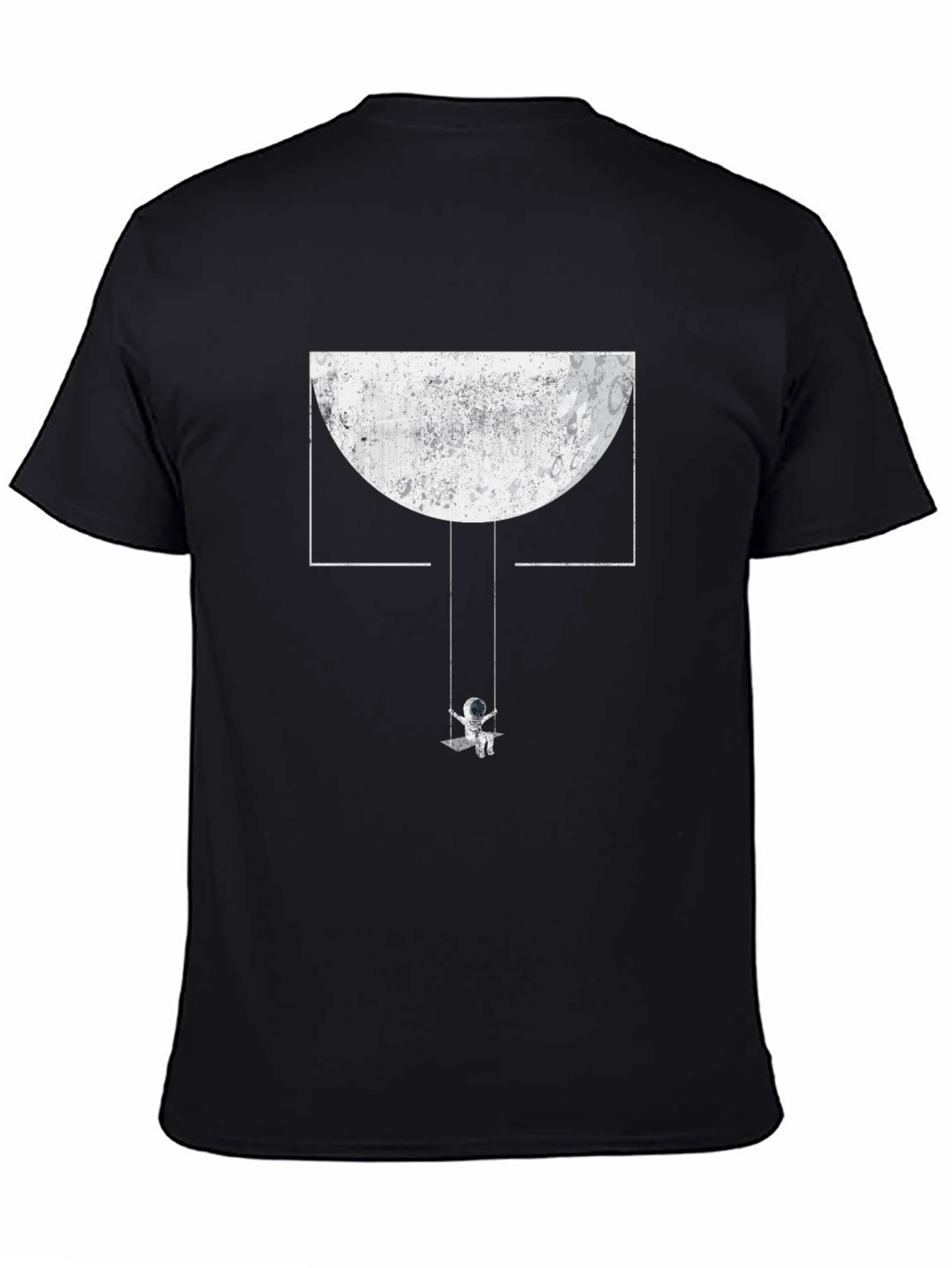 Astronaut Moon Swing Graphic Tee - Unique Black T-Shirt
