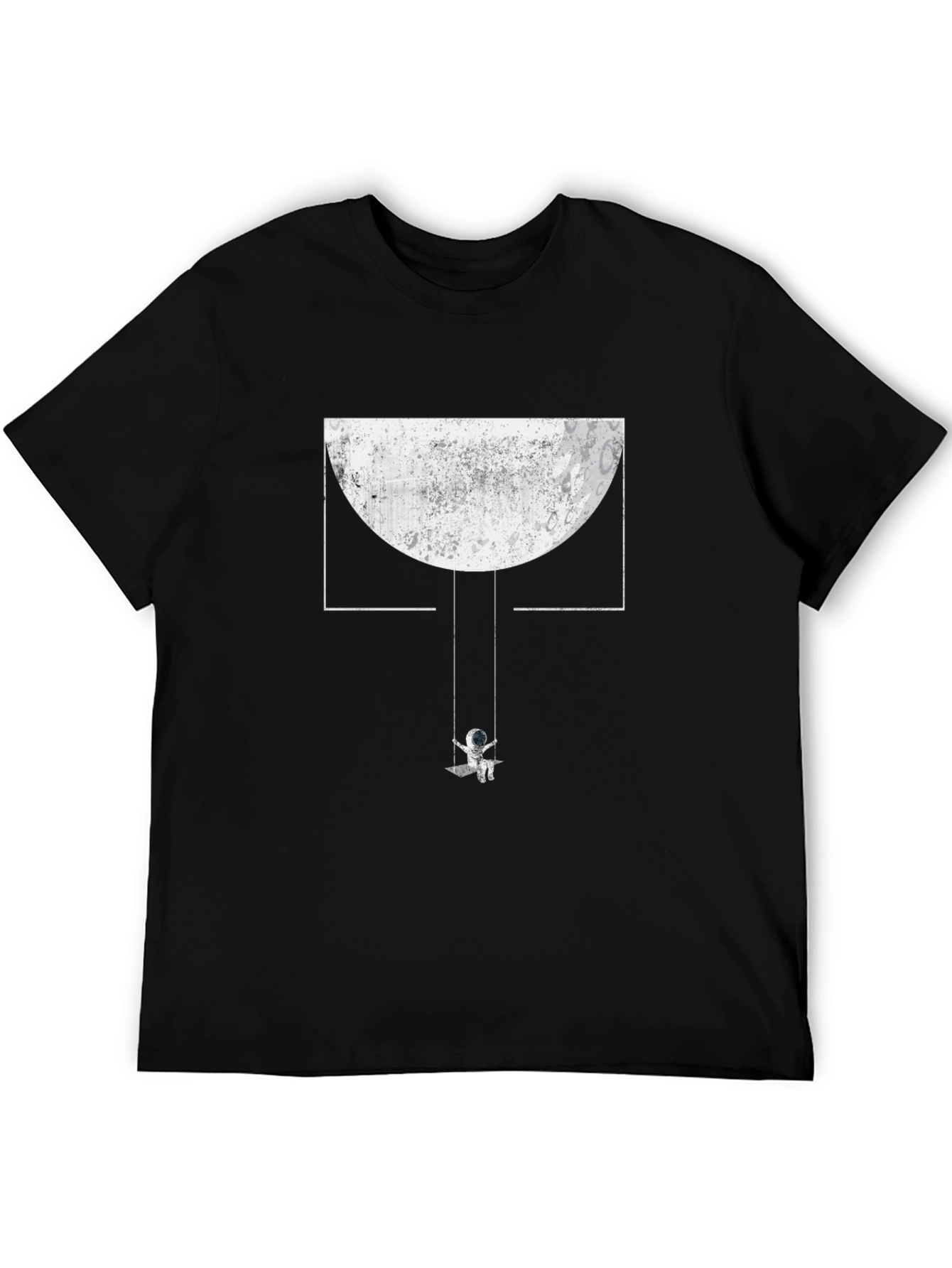 Astronaut Moon Swing Graphic Tee - Unique Black T-Shirt