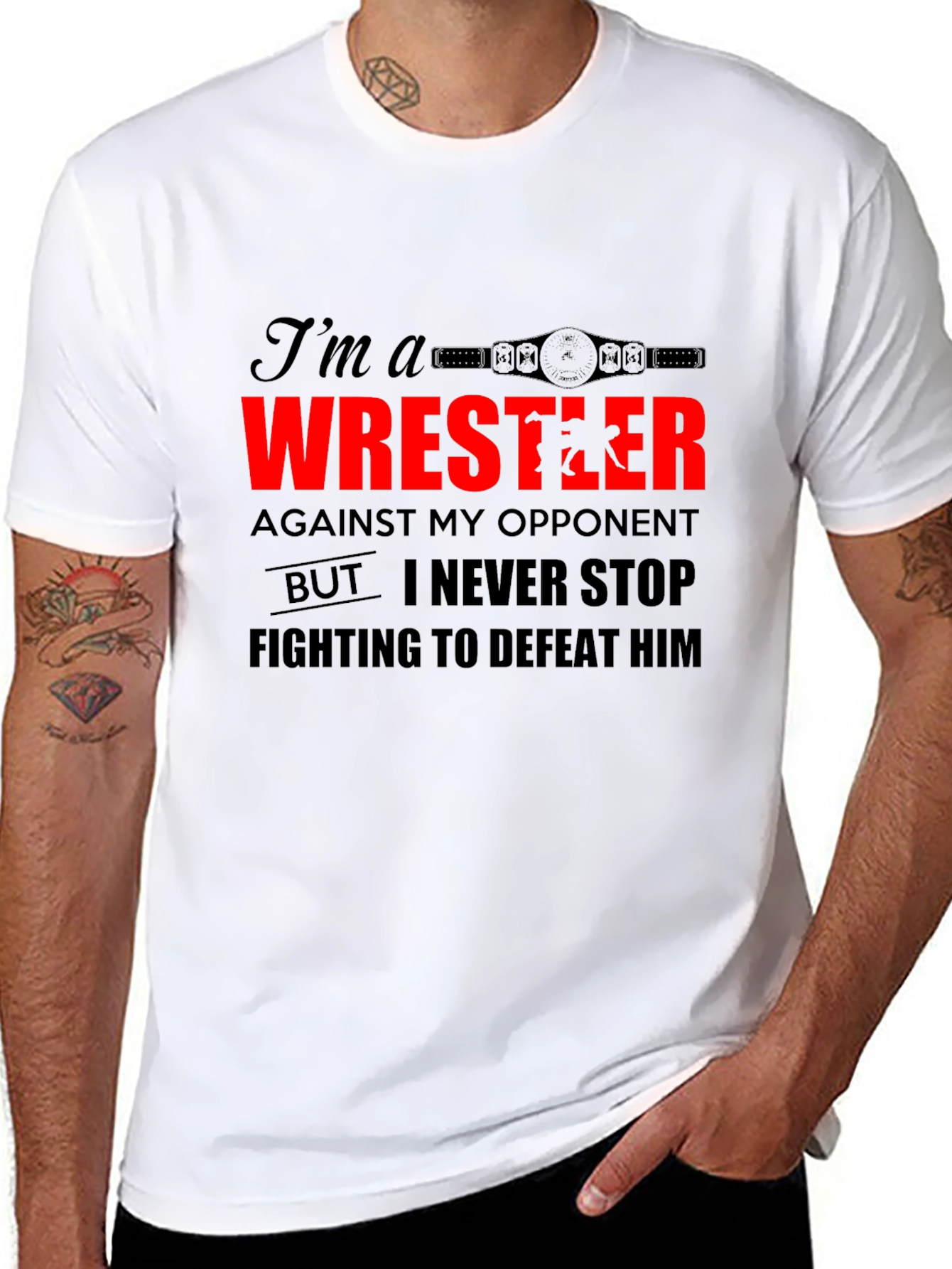 Wrestler Graphic Tee - Never Stop Fighting Shirt