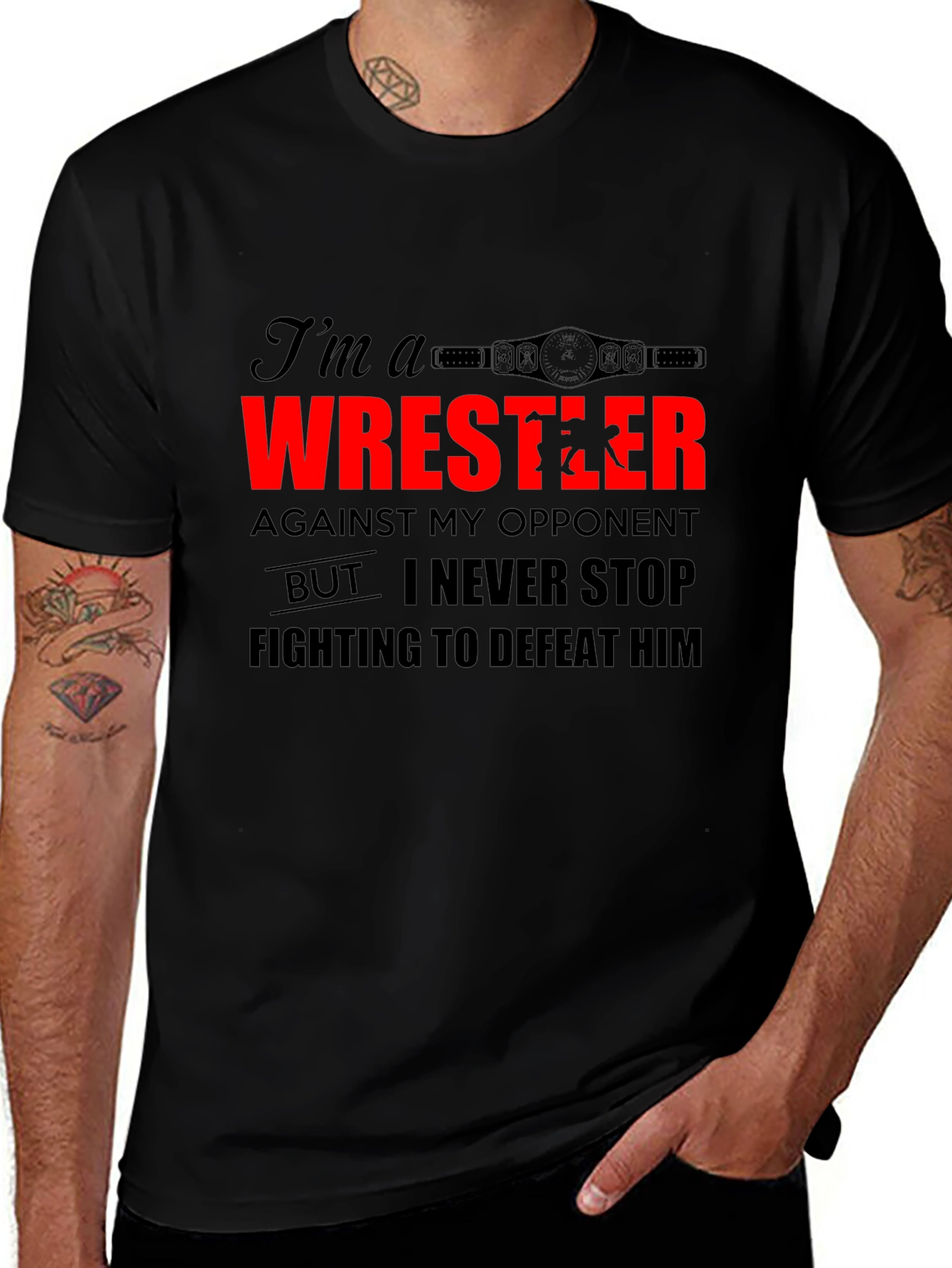Wrestler Graphic Tee - Never Stop Fighting Shirt