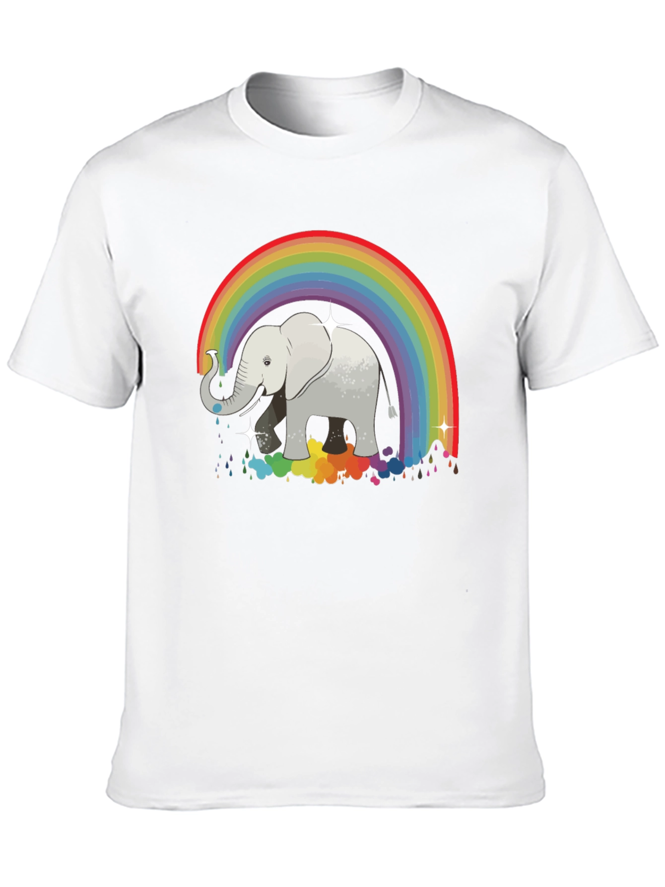 Rainbow Elephant Graphic Tee - Black Cotton Comfort
