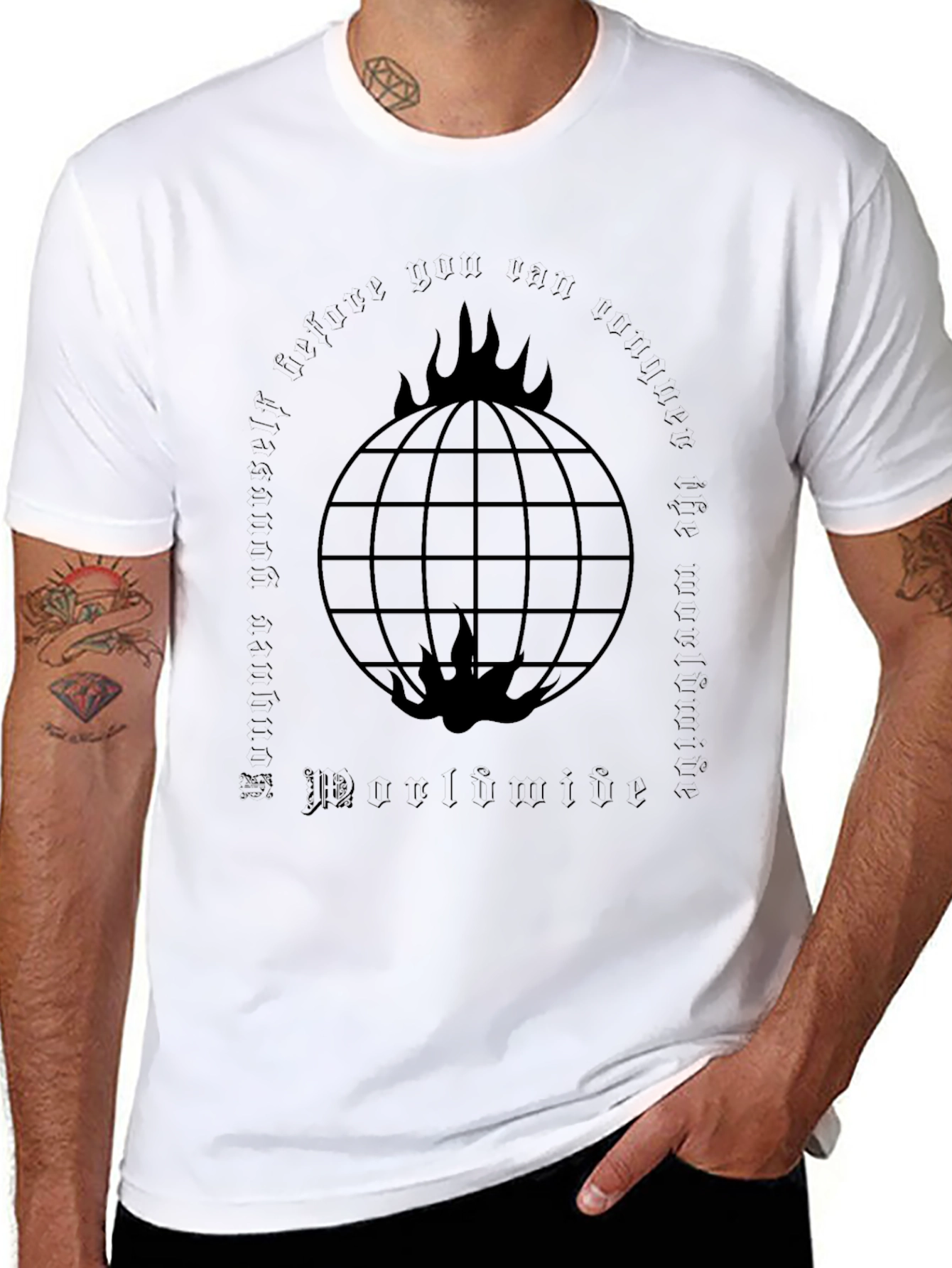 Burning Globe Graphic Tee - Black