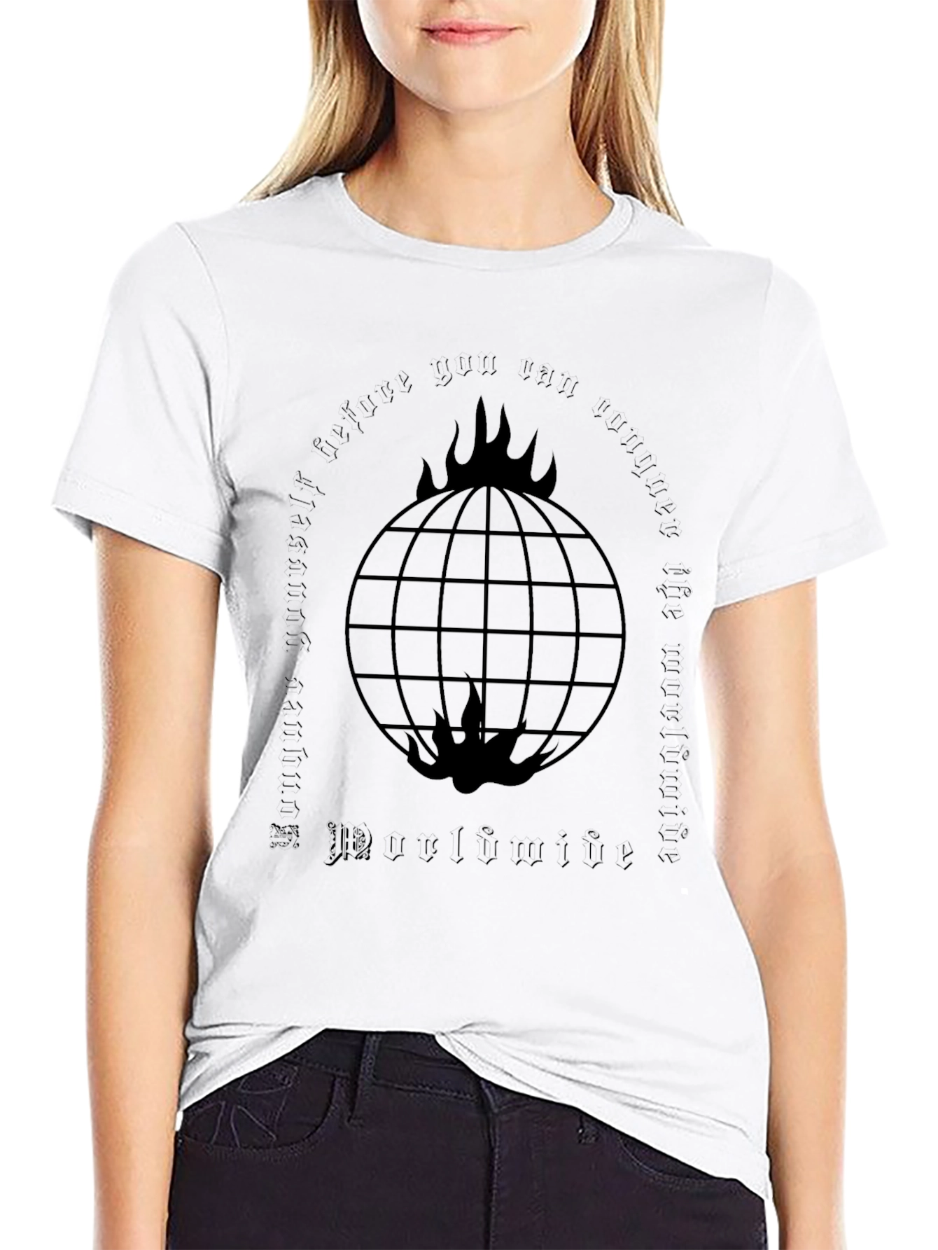 Burning Globe Graphic Tee - Black