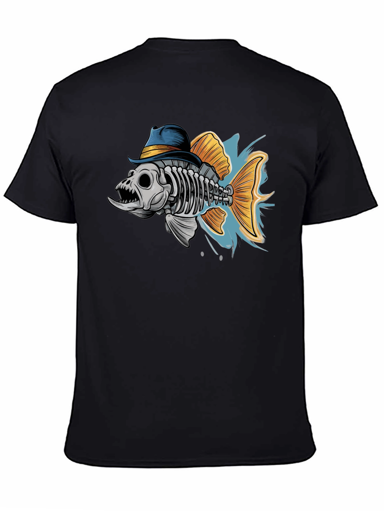 Fish Skeleton in Hat Graphic T-Shirt