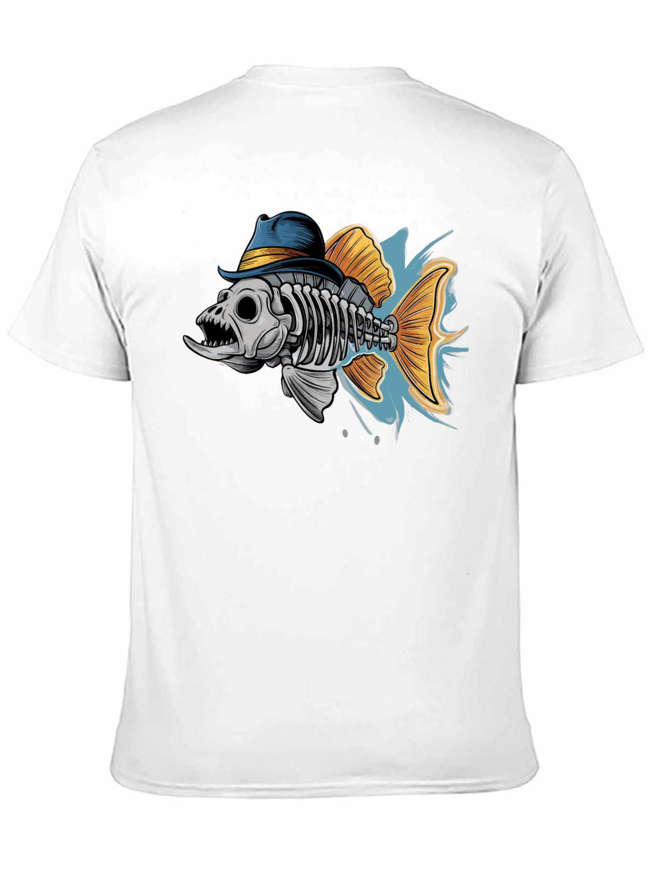 Fish Skeleton in Hat Graphic T-Shirt