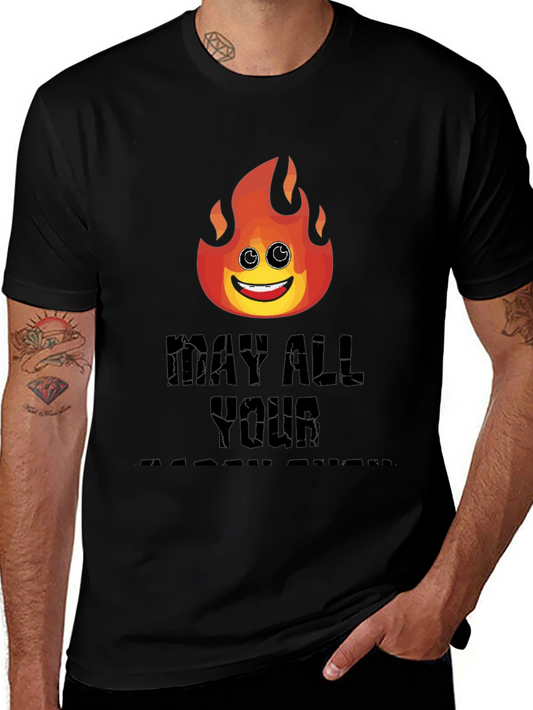 Funny Emoji Flame T-Shirt - May All Your Bacon Burn