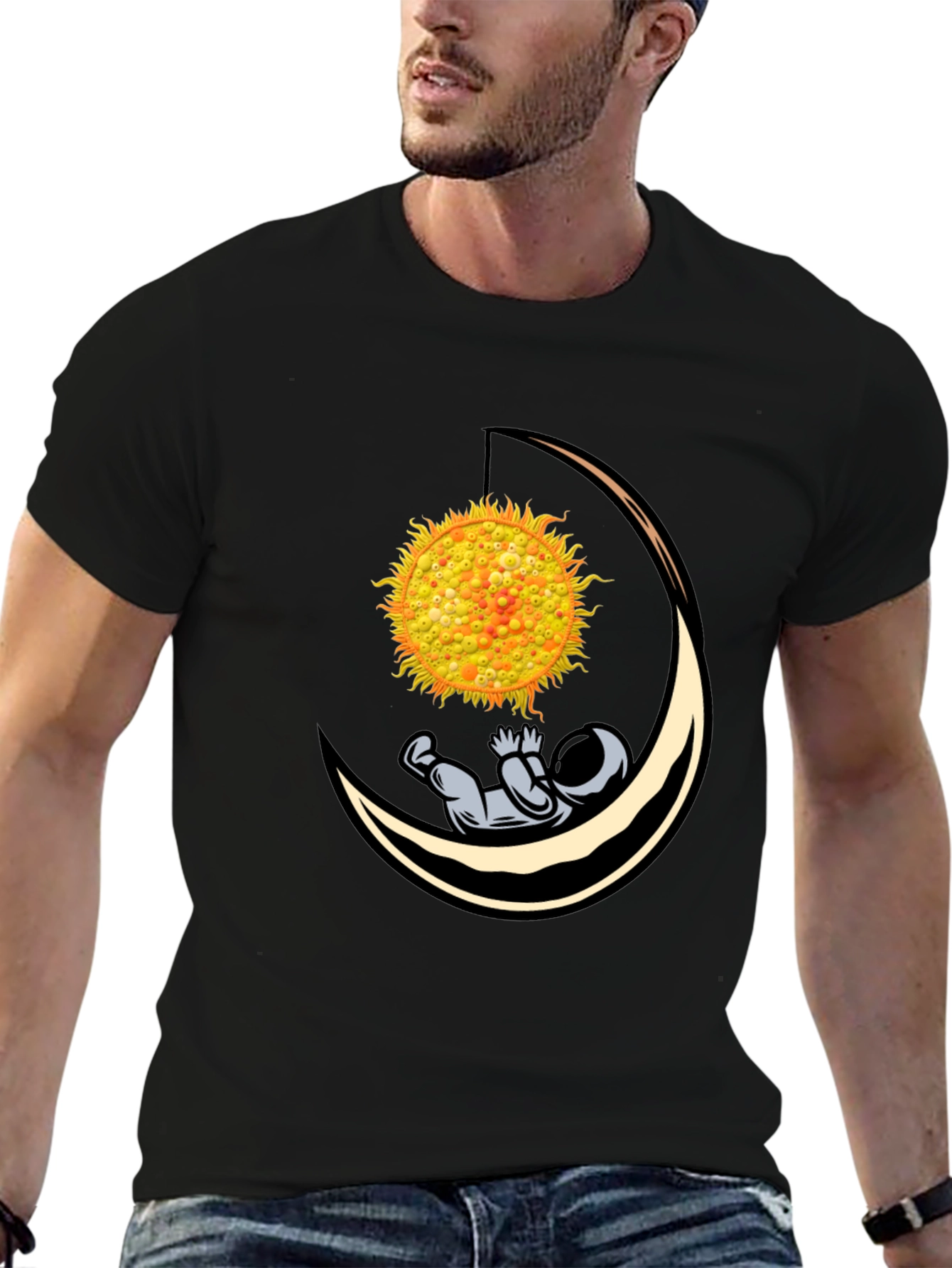 Astronaut Sun Moon Graphic T-Shirt
