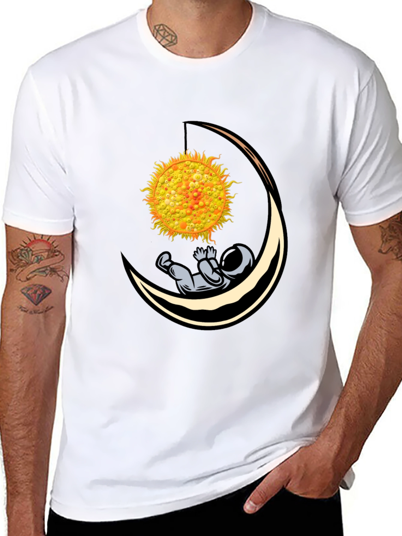 Astronaut Sun Moon Graphic T-Shirt