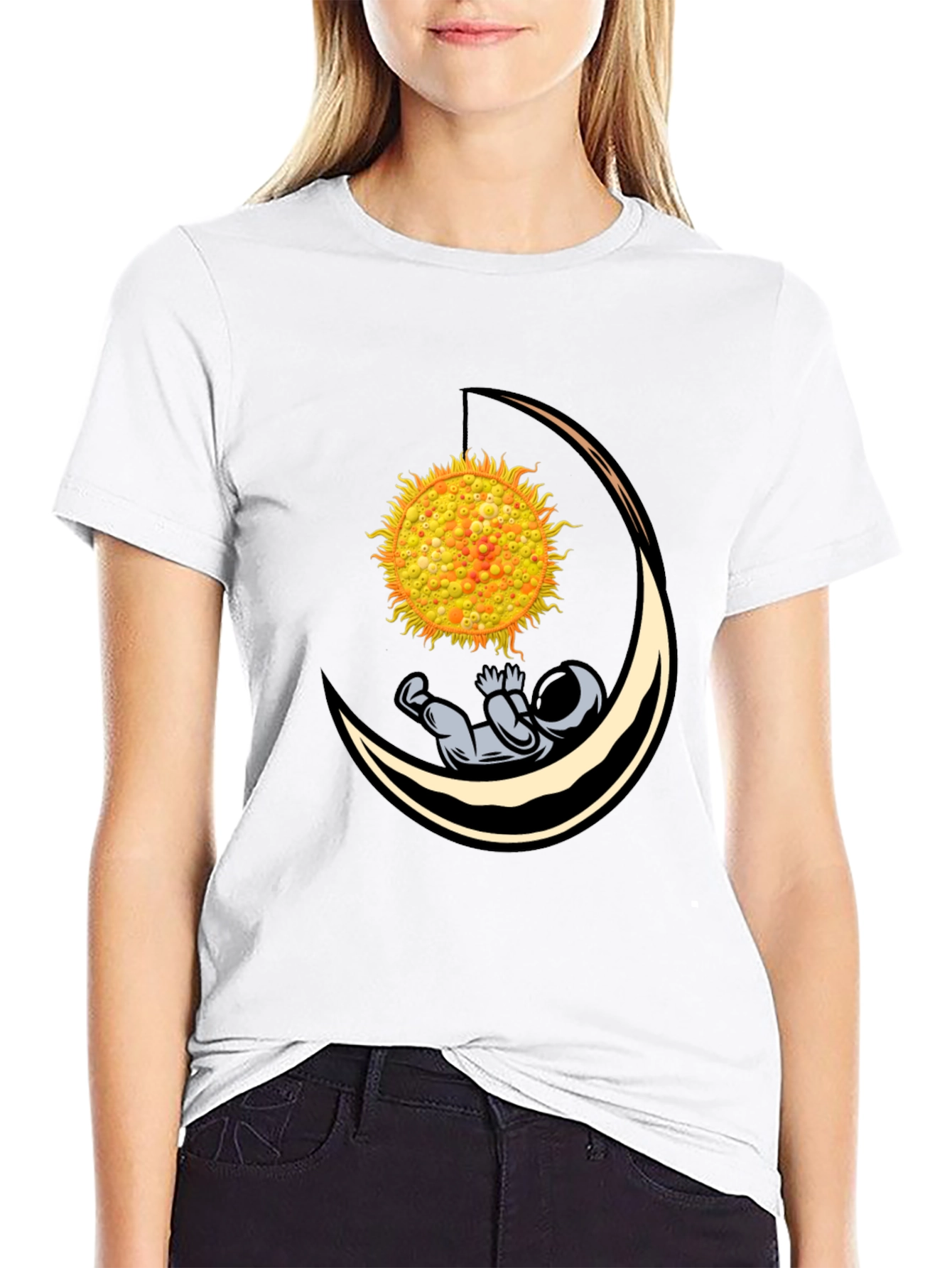 Astronaut Sun Moon Graphic T-Shirt