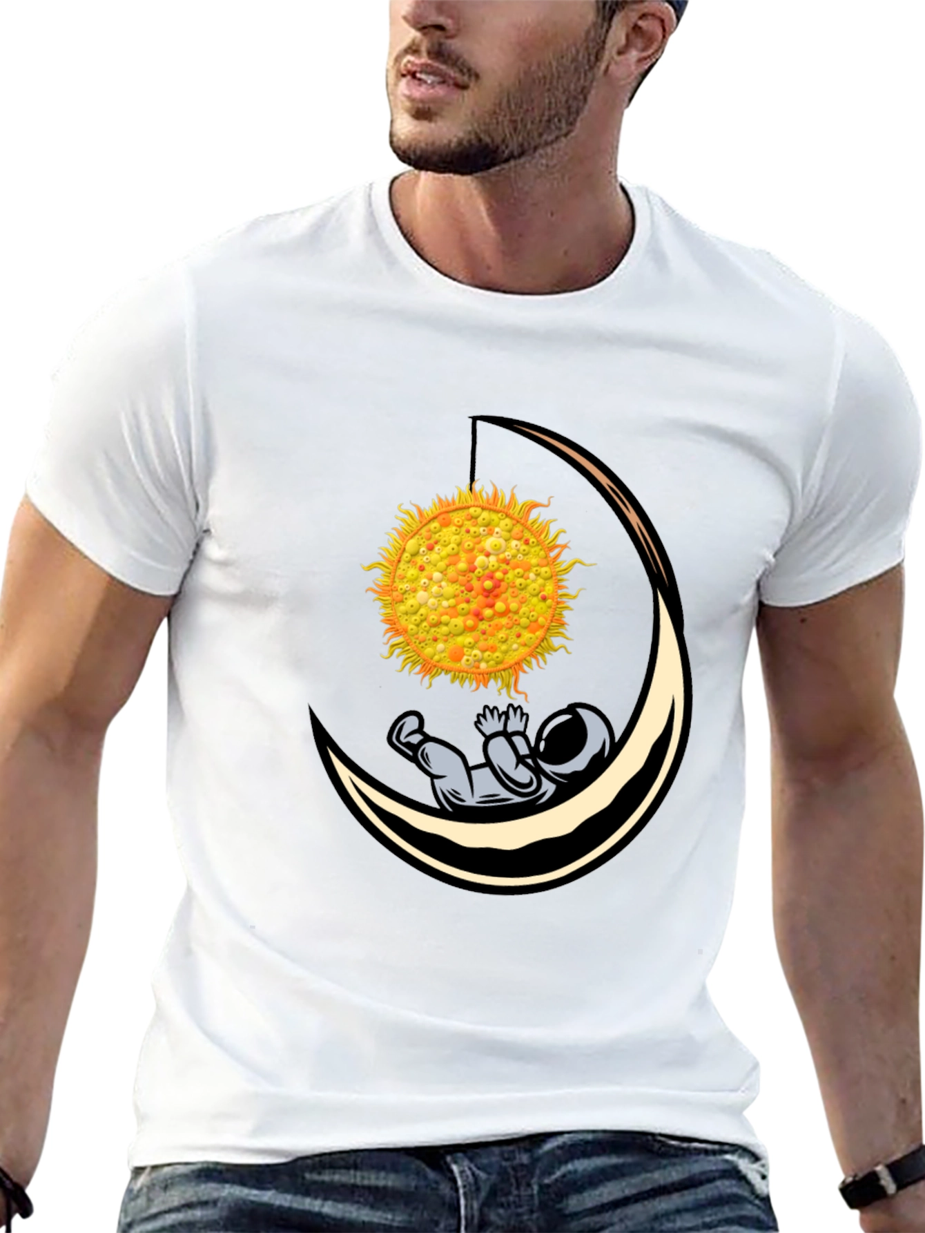 Astronaut Sun Moon Graphic T-Shirt