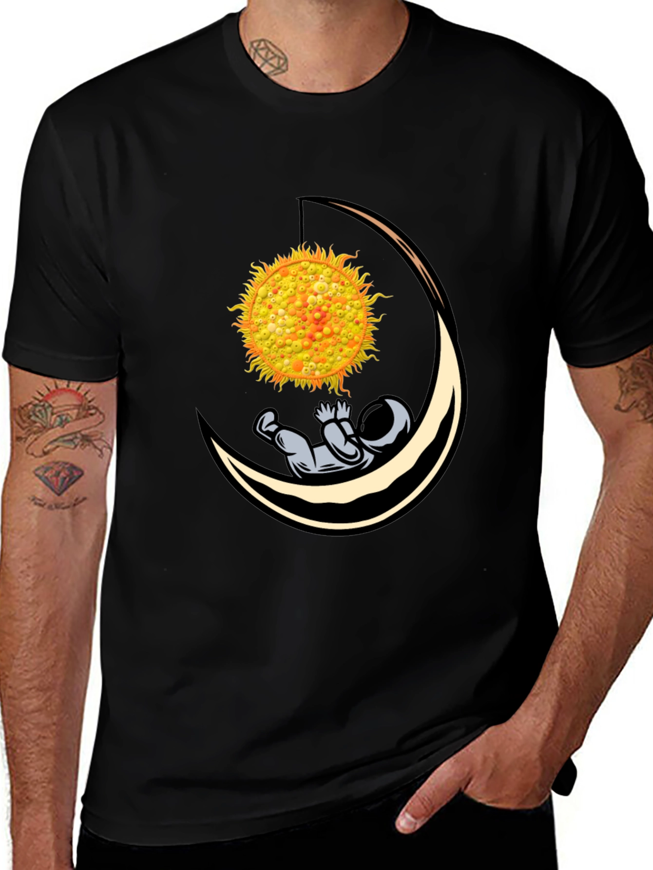 Astronaut Sun Moon Graphic T-Shirt