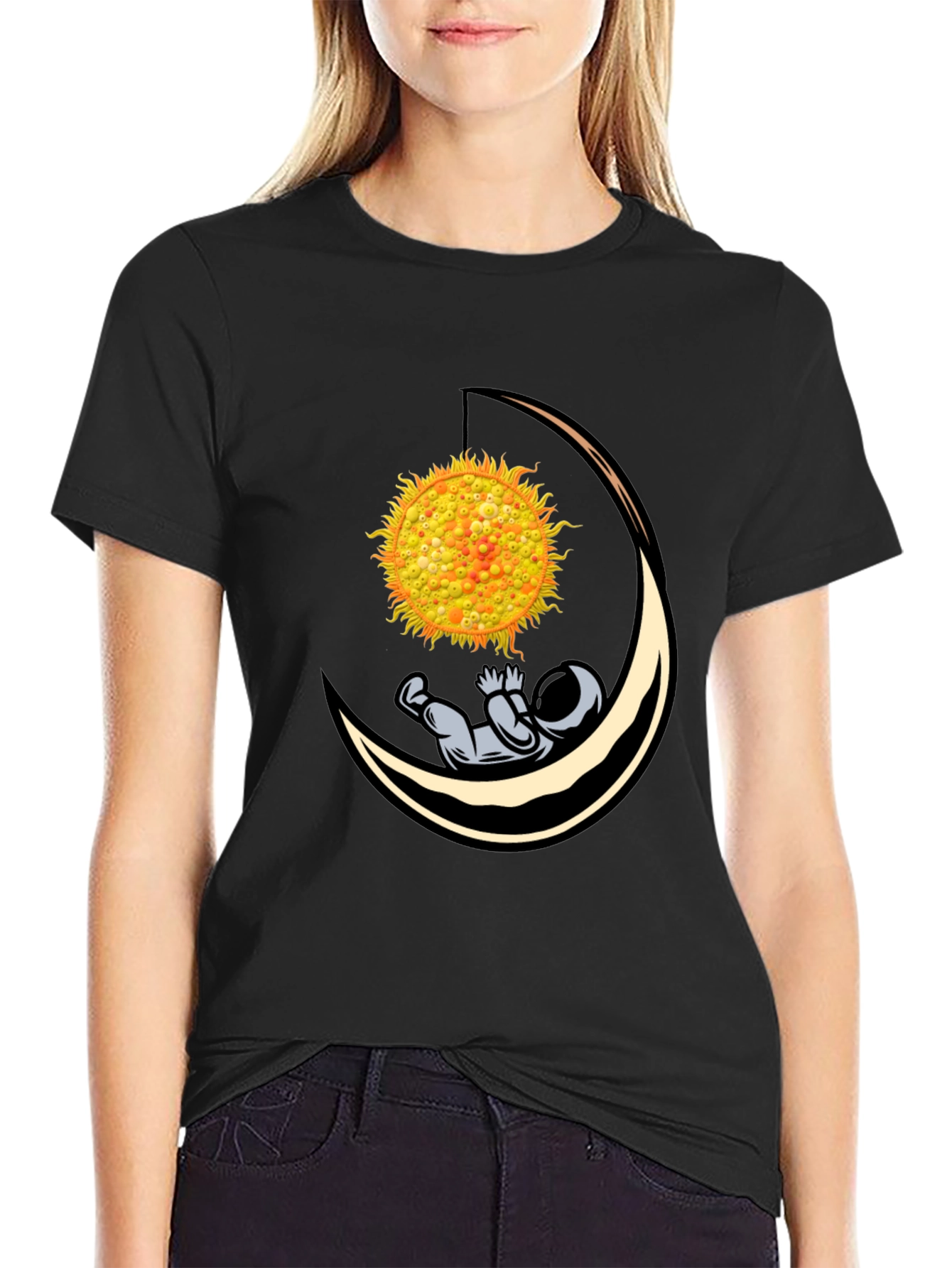 Astronaut Sun Moon Graphic T-Shirt