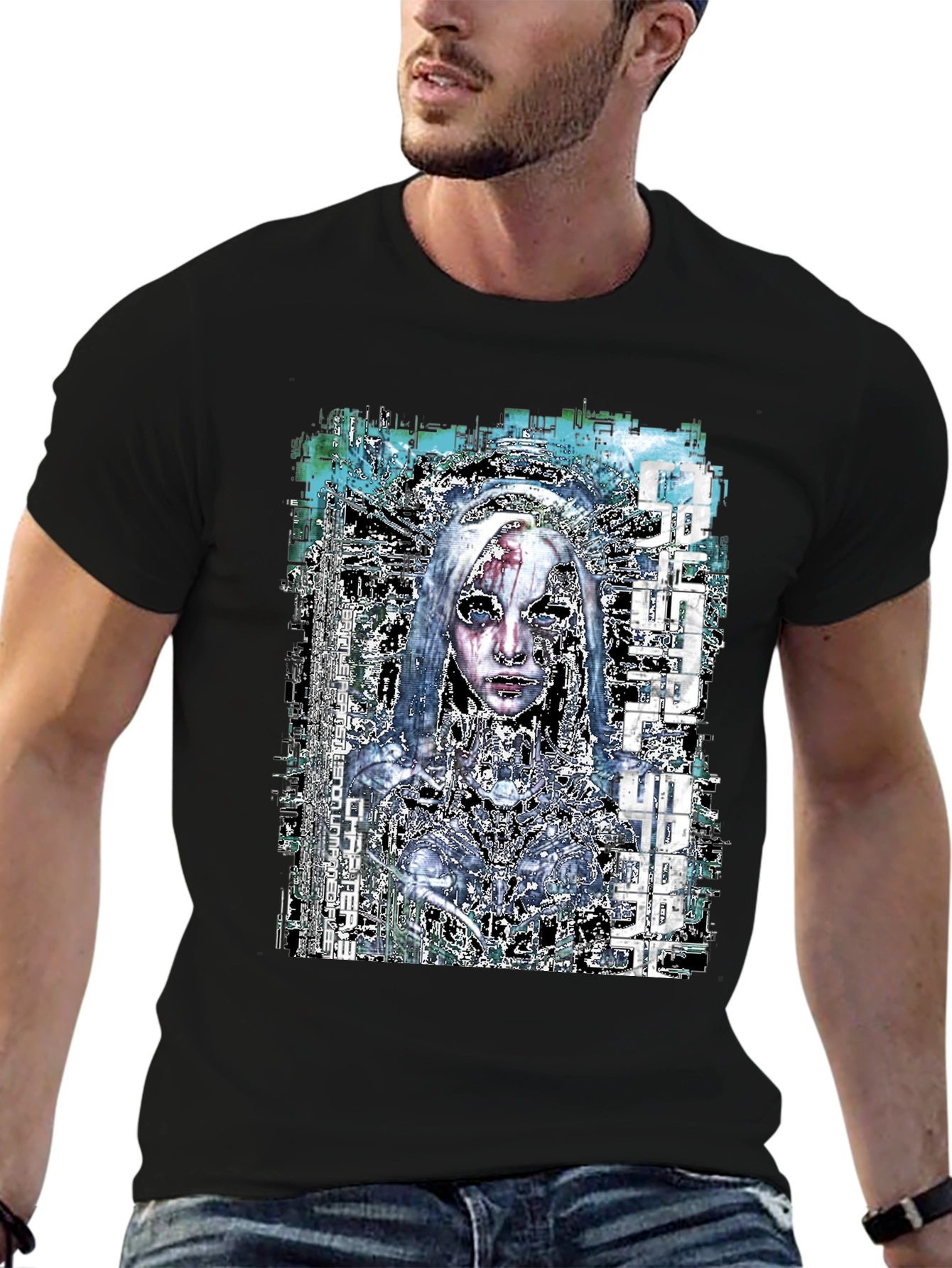 Cyberpunk Anime Graphic Black T-Shirt