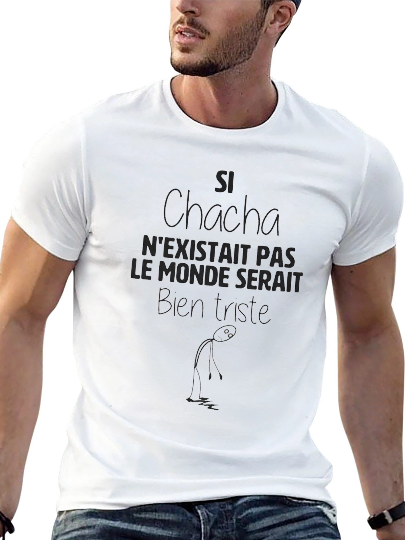 Mens Si Chacha Graphic T-Shirt - Black