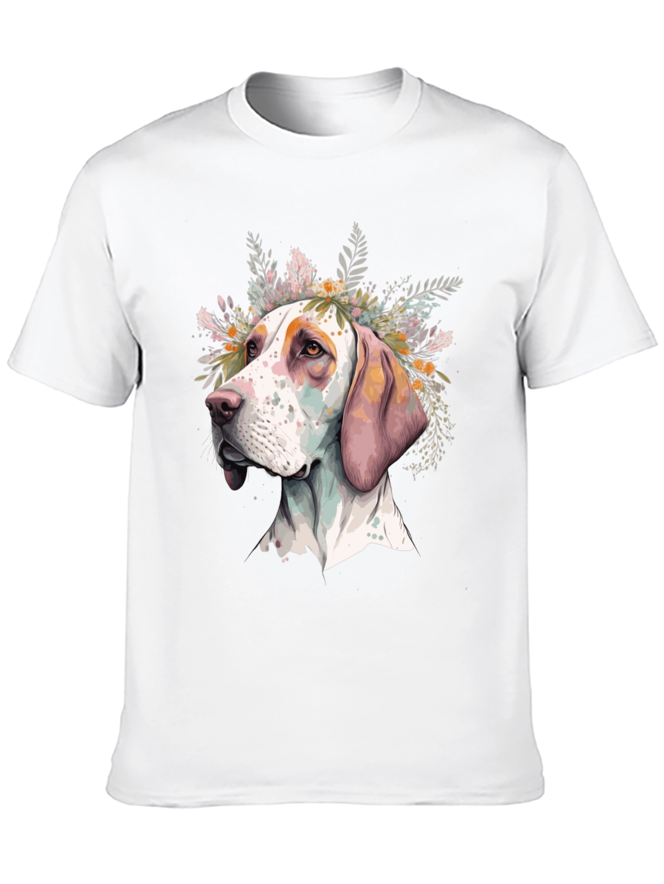 Dog with Flowers Graphic Tee - Unisex Black T-Shirt