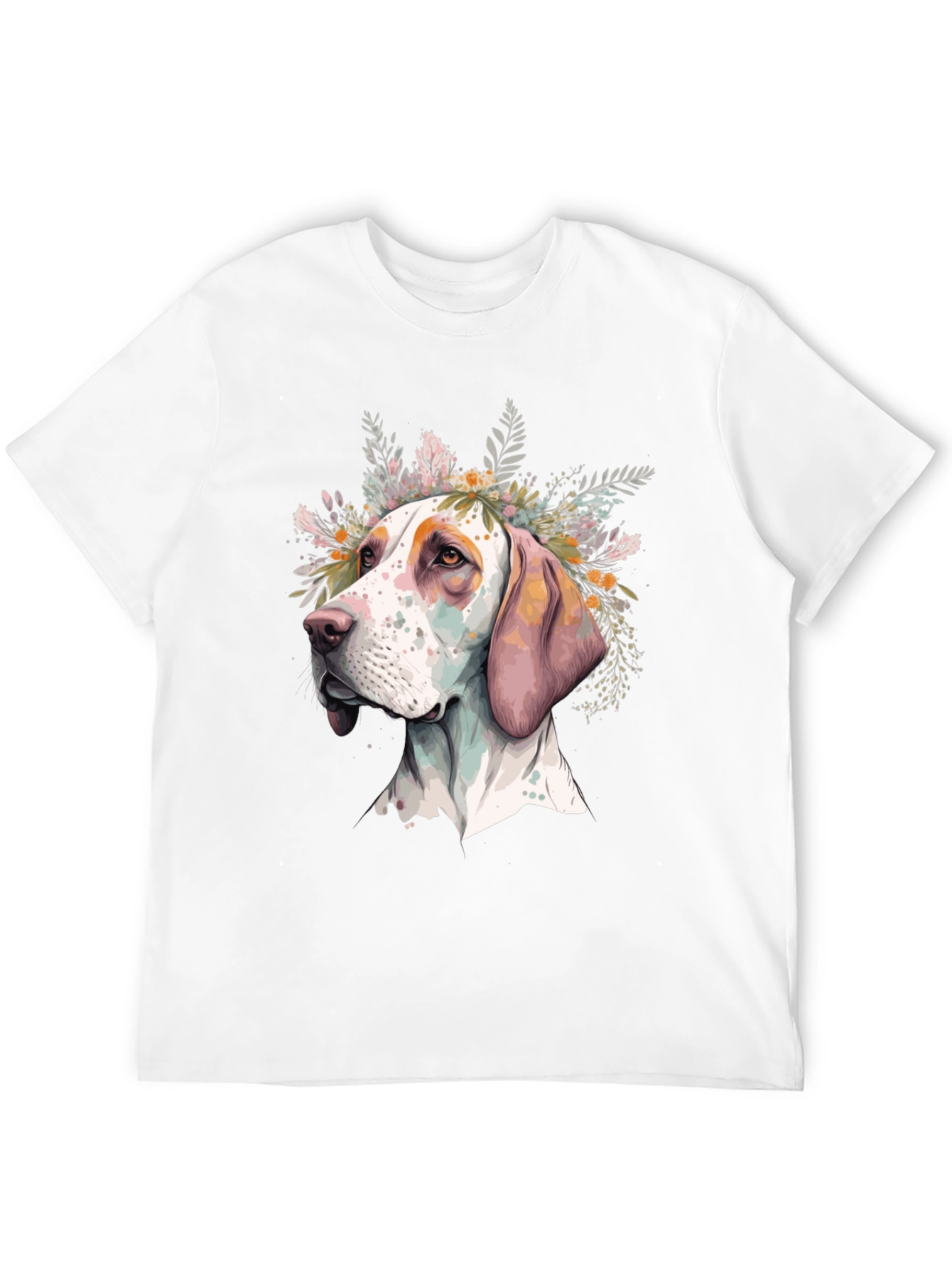 Dog with Flowers Graphic Tee - Unisex Black T-Shirt