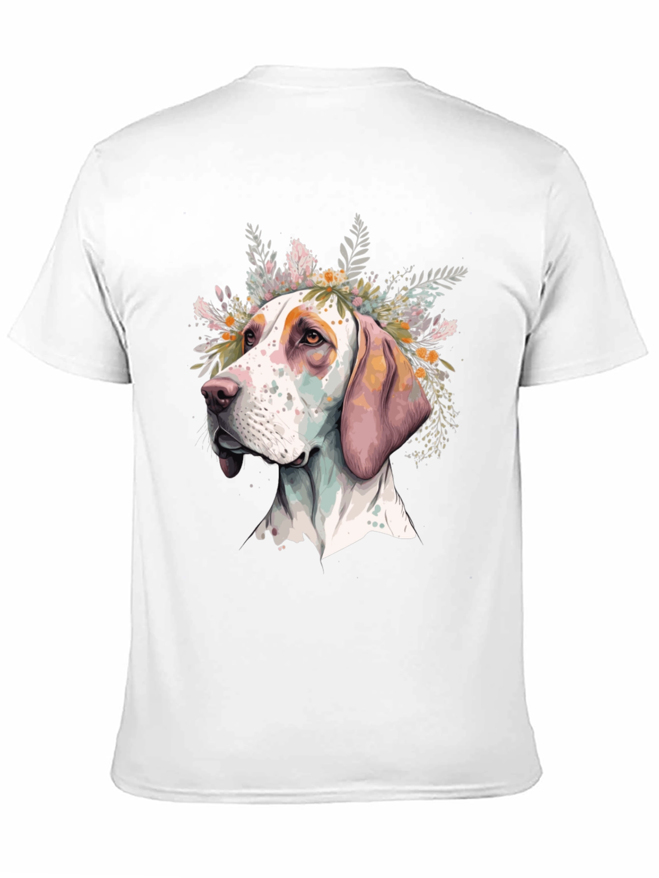 Dog with Flowers Graphic Tee - Unisex Black T-Shirt