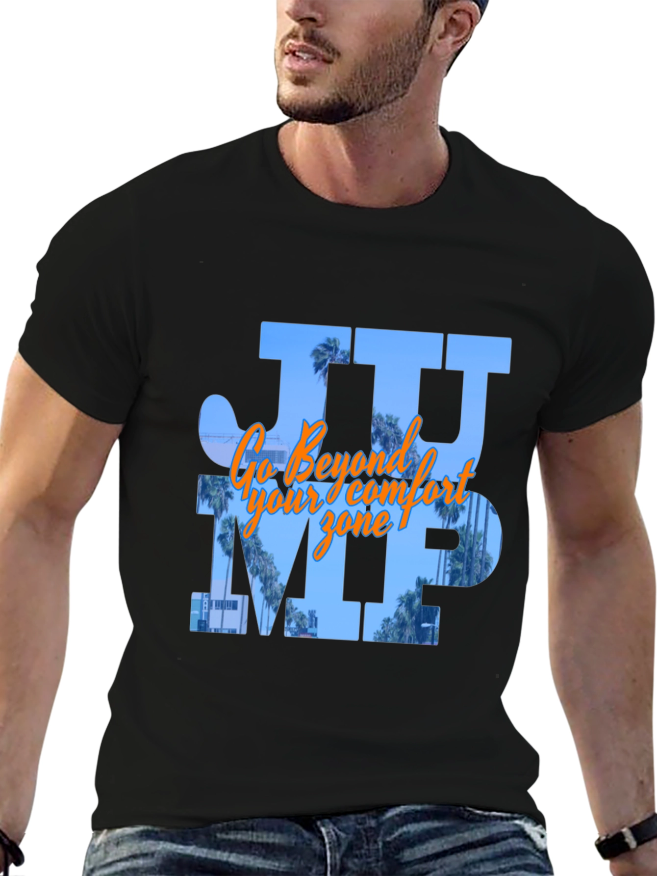 JUMP Graphic T-Shirt - Black Cotton Blend