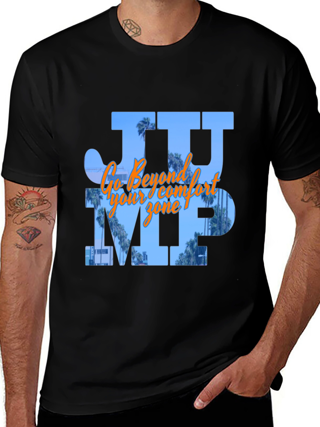 JUMP Graphic T-Shirt - Black Cotton Blend